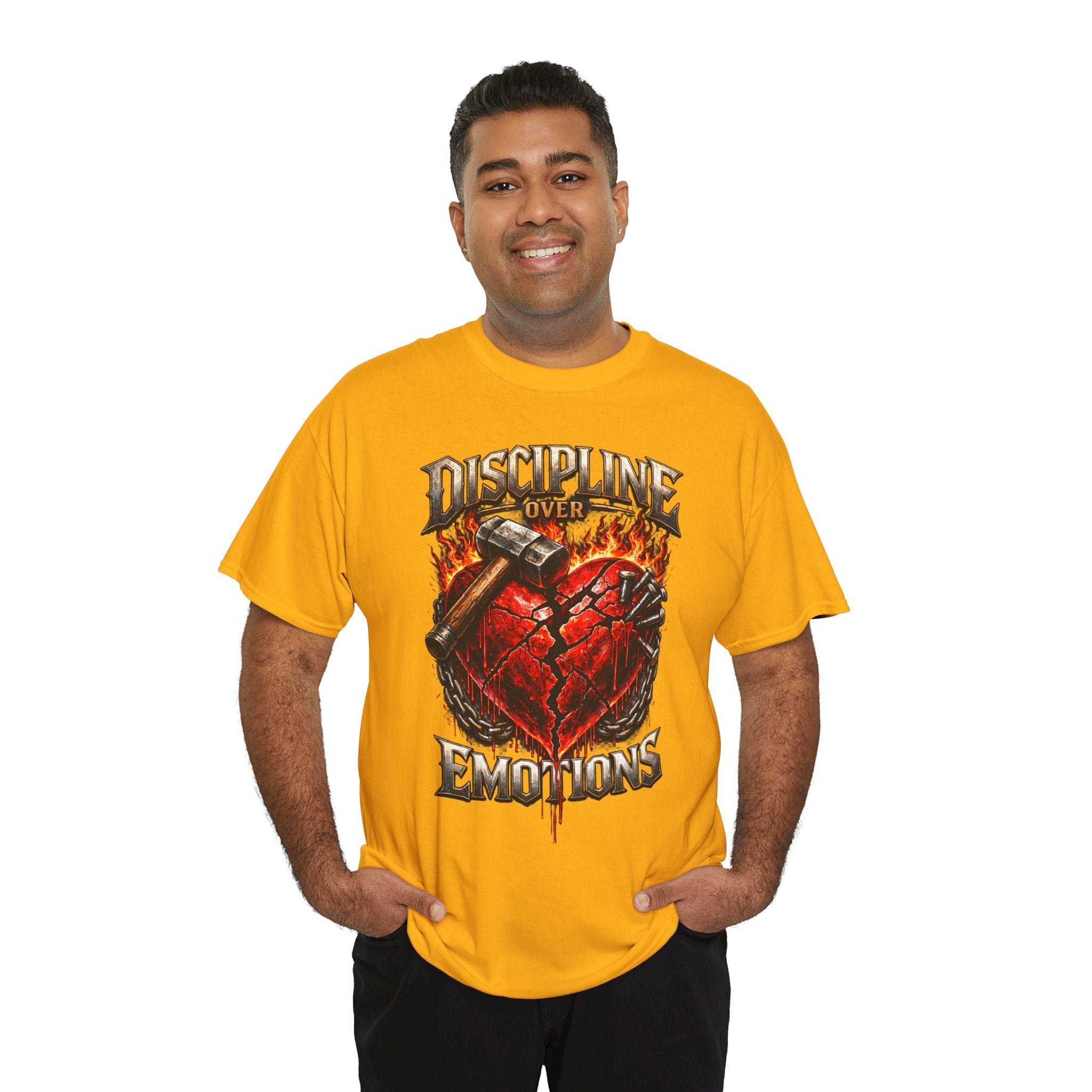 Discipline Over Emotions Graphic T-Shirt (Red Heart) Printify
