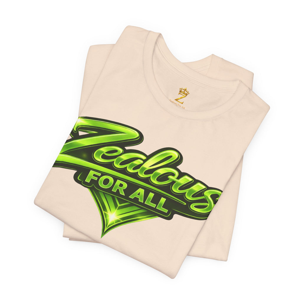 Zealous For All Graphic T-Shirt (Lime Green Logo) Printify