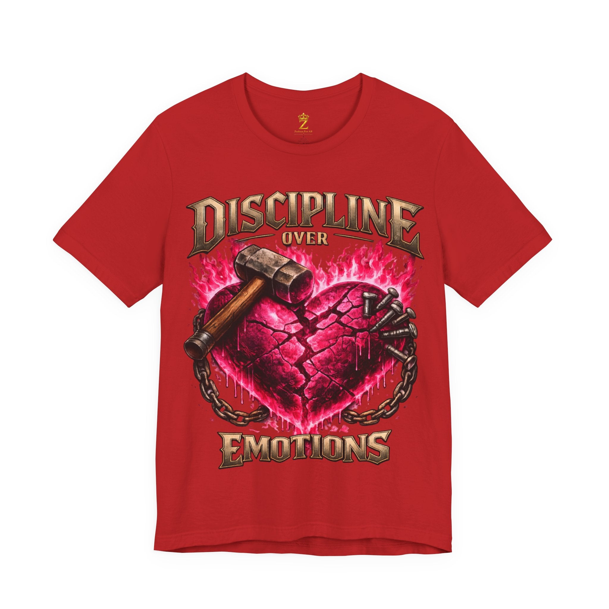 Discipline Over Emotions Premium Graphic T-Shirt (Hot Pink Heart) Printify