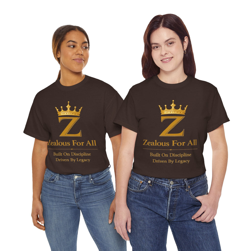 Unisex Zealous For All T-Shirt (Gold Logo (with Back logo) T-shirt) Printify