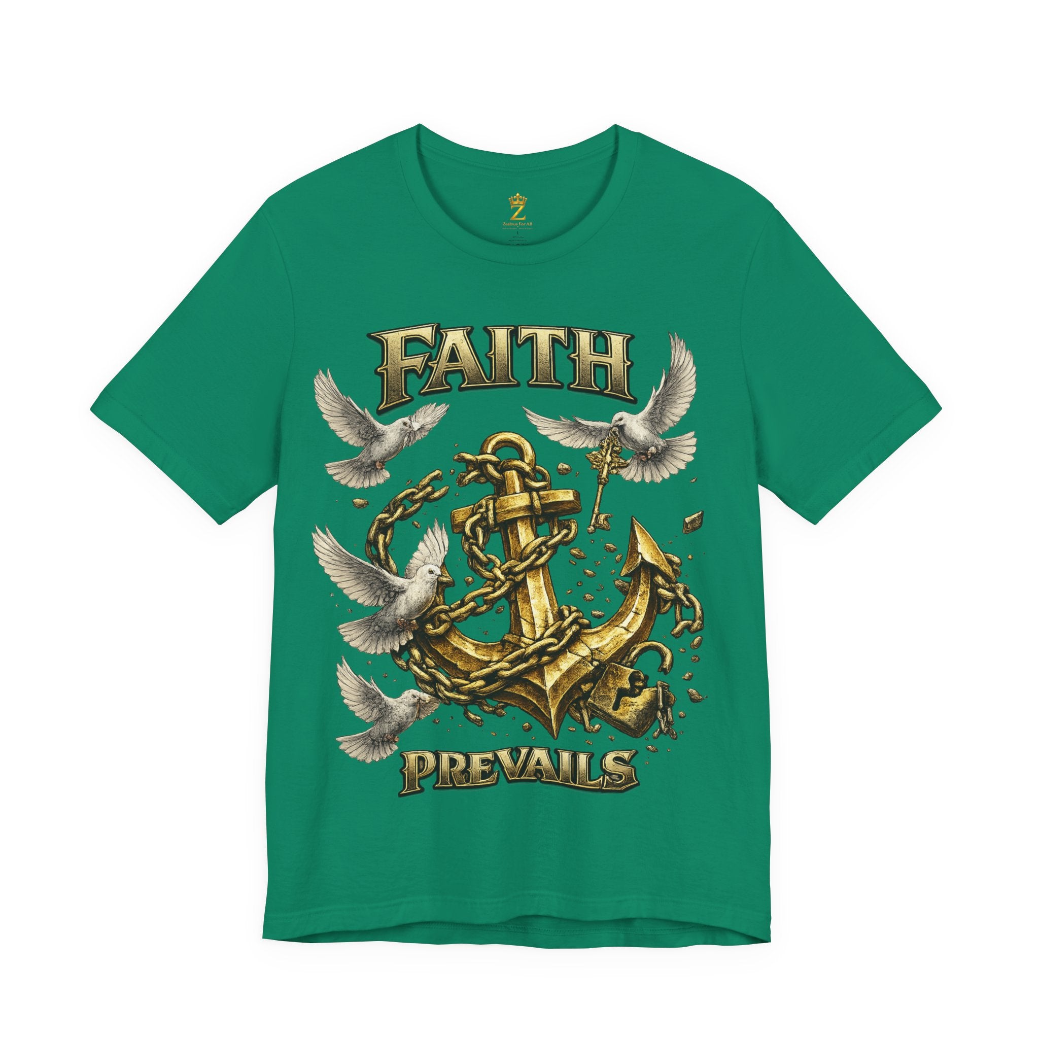 Faith Prevails T‑Shirt (Gold Anchor) Printify