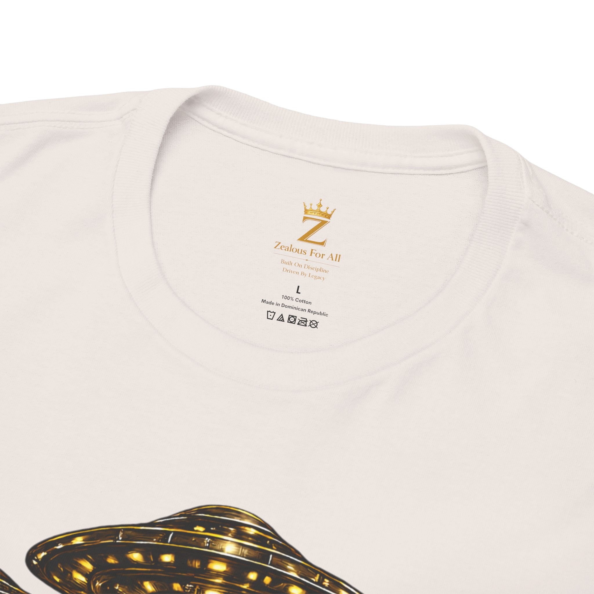 Adult "United. Fly. Organized." Graphic Tee (Gold) Printify