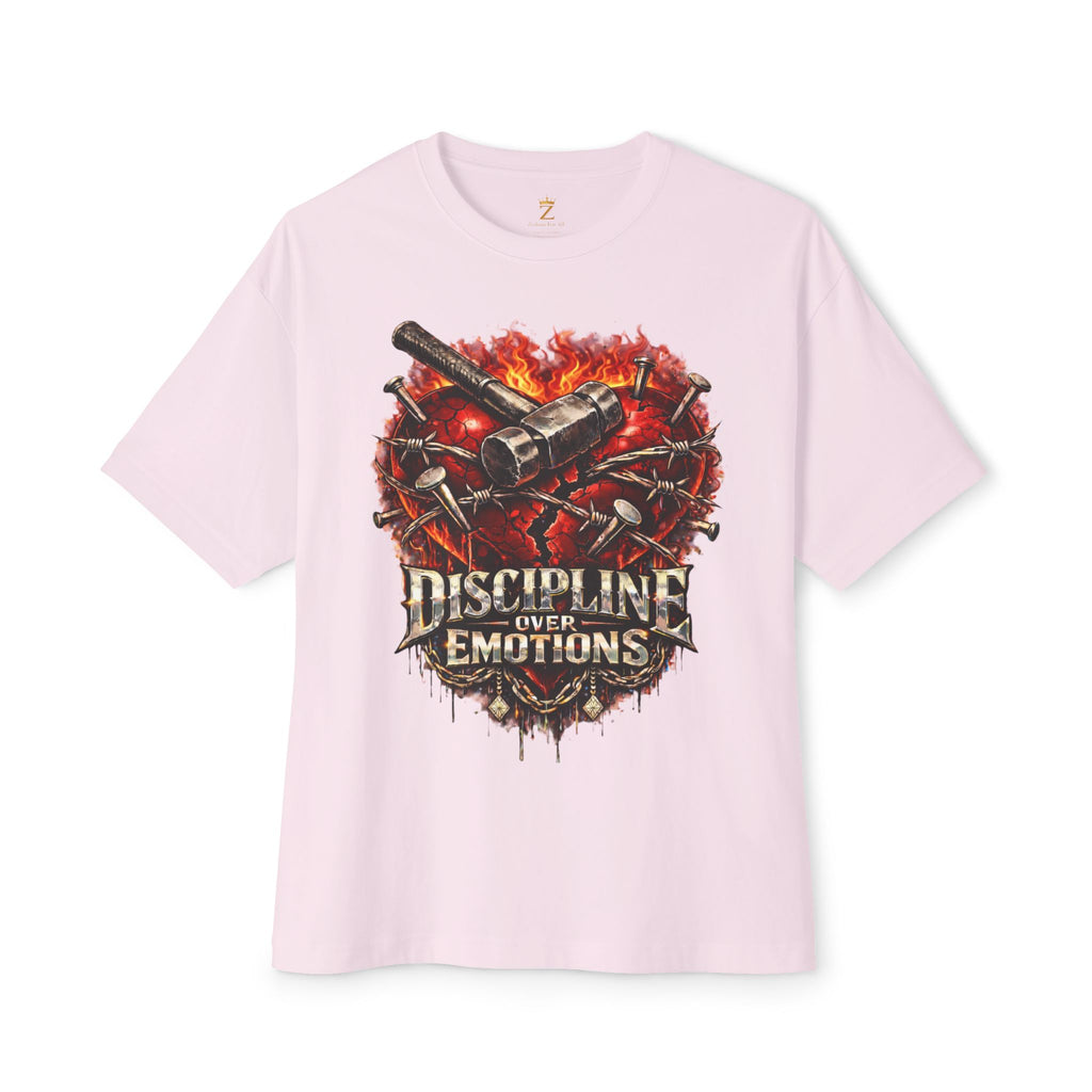 Adult *Oversized* Discipline Over Emotions Graphic Tee (Red Heart) - Zealous For All
