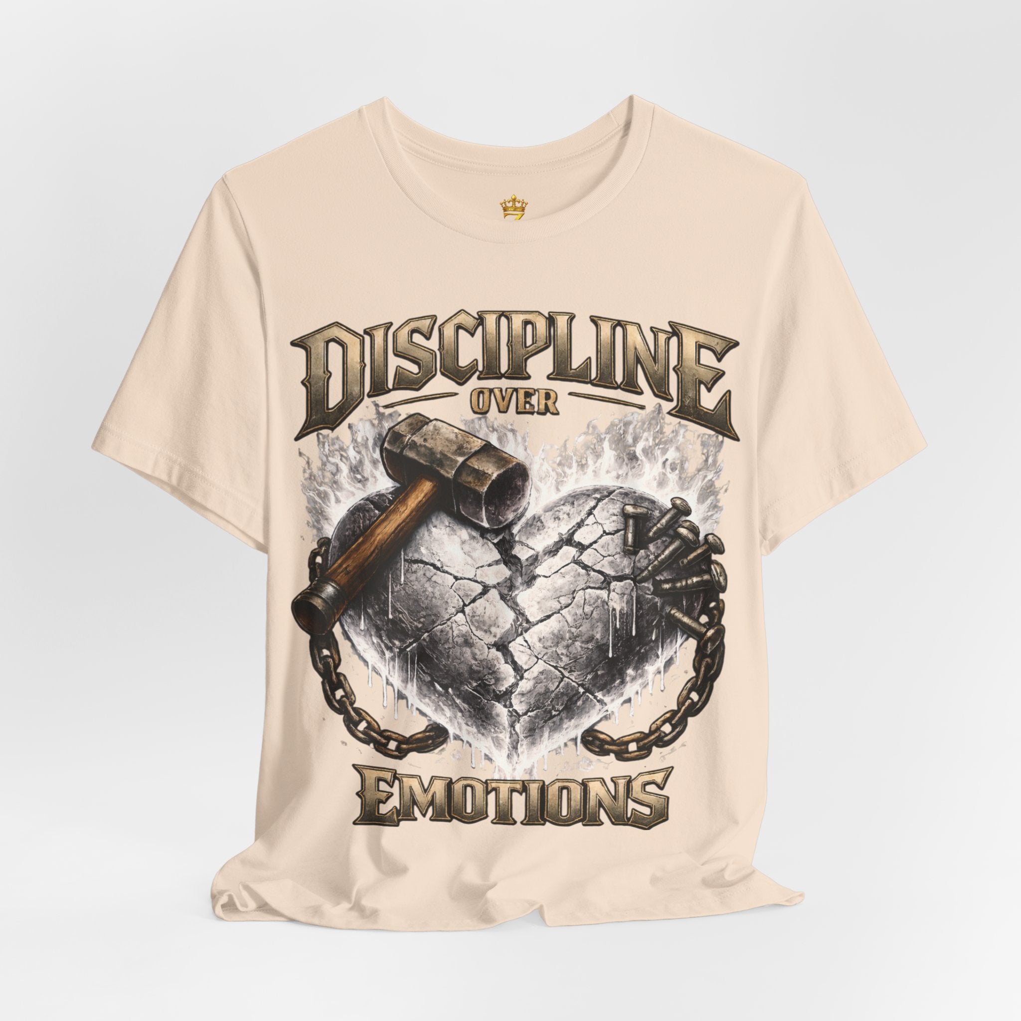 Discipline Over Emotions Premium Graphic T-Shirt (White Heart) Printify
