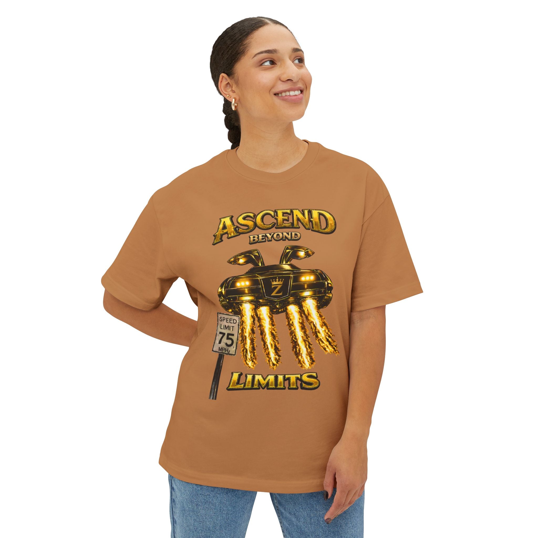 COMING SOON... Adult *Oversized* Ascend Beyond Limits Graphic Tee (Gold) Printify