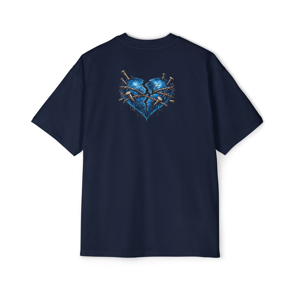 Oversized Discipline Over Emotions Graphic T-Shirt (Blue Heart) Printify