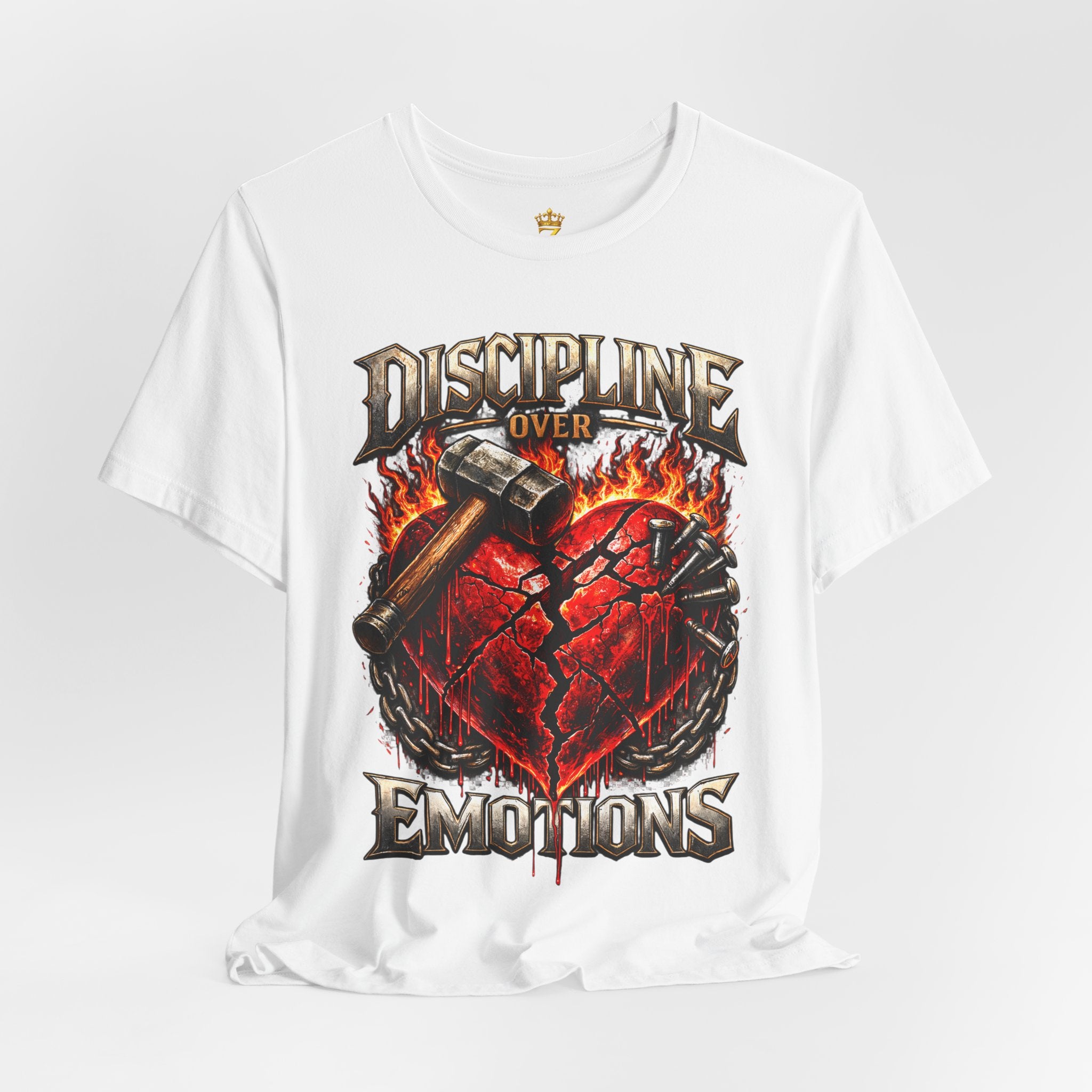 Discipline Over Emotions Premium Graphic T-Shirt (Red Heart) Printify