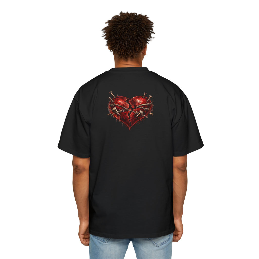 Oversized Discipline Over Emotions Graphic Tee (Front Red Heart) Printify