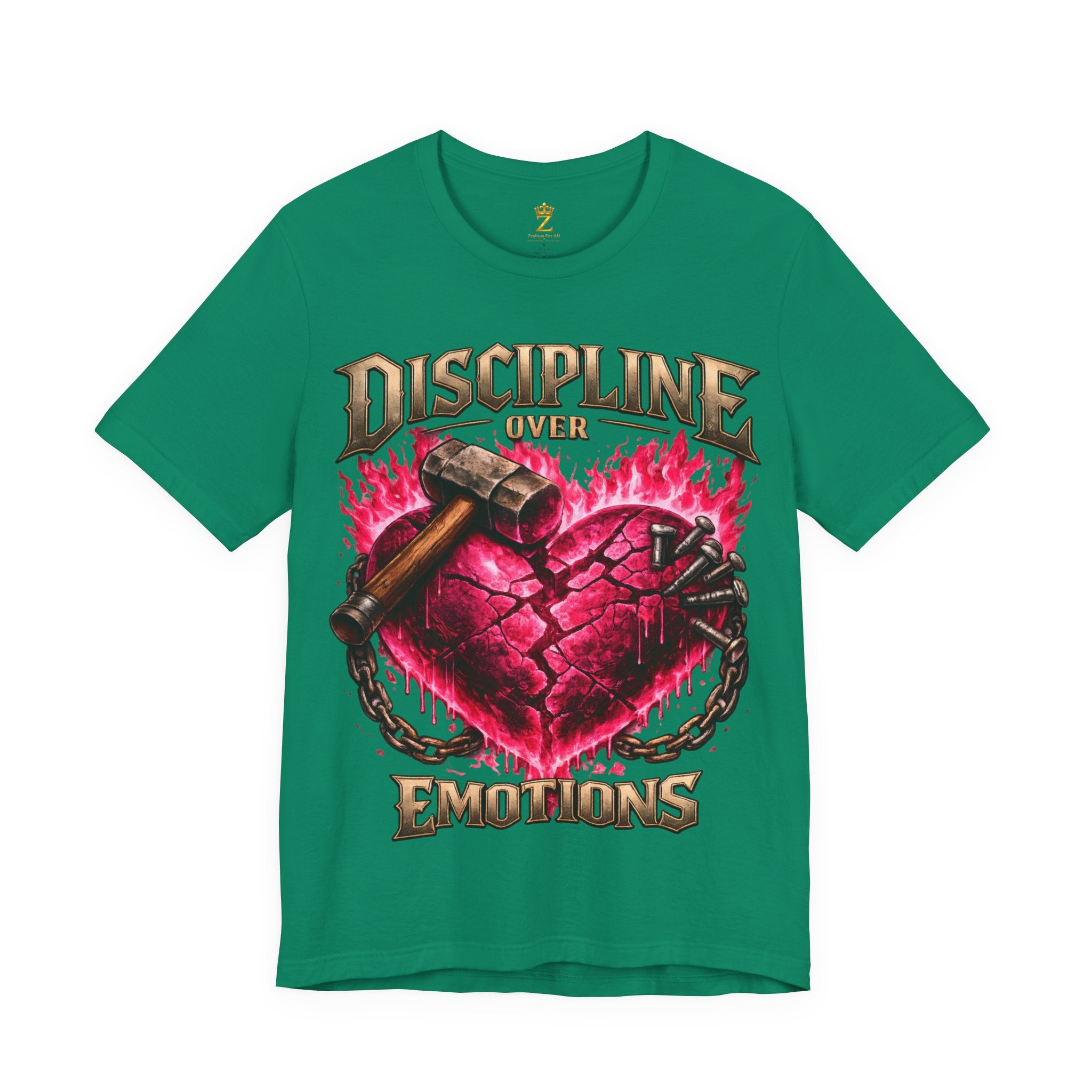 Discipline Over Emotions Premium Graphic T-Shirt (Hot Pink Heart) Printify