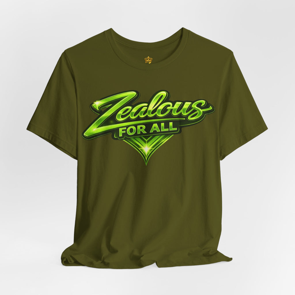 Zealous For All Graphic T-Shirt (Lime Green Logo) Printify