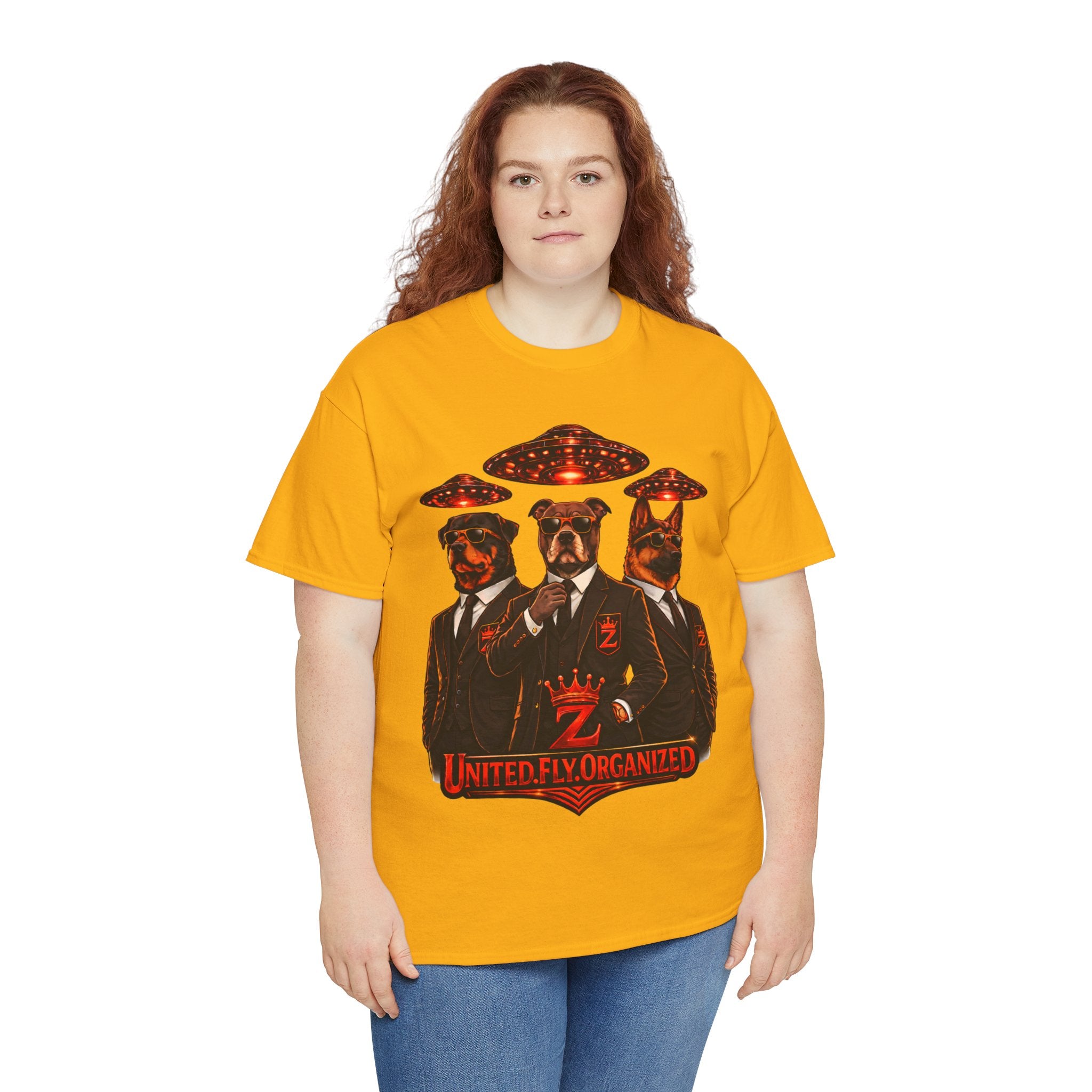 Adult "United. Fly. Organized." Graphic Tee (Red) Printify