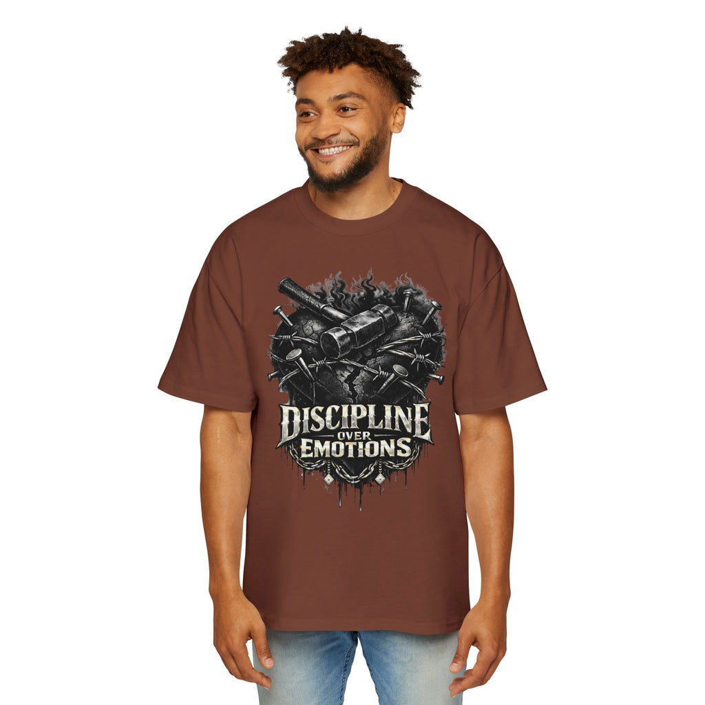 Oversized Discipline Over Emotions Graphic Tee (Black Heart) Printify