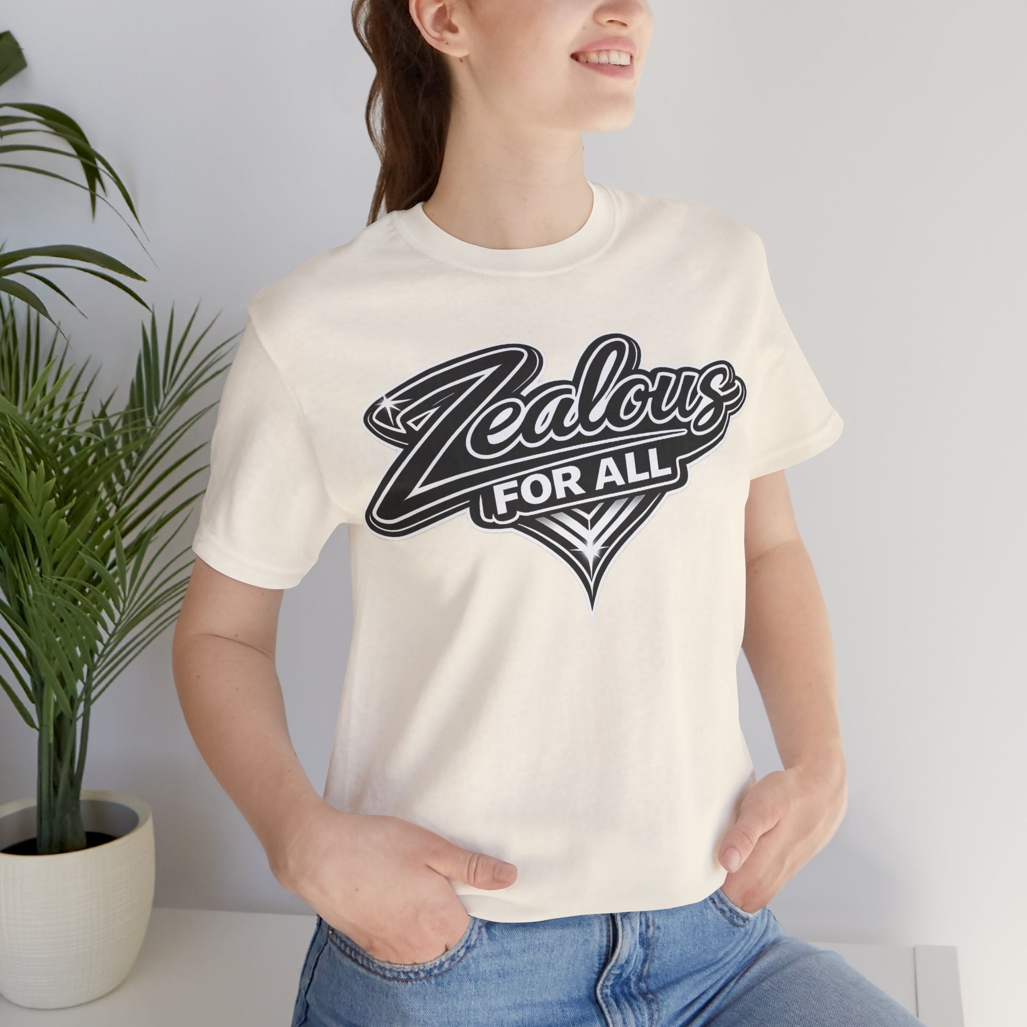 Zealous For All Graphic T-Shirt (Black Logo) Printify