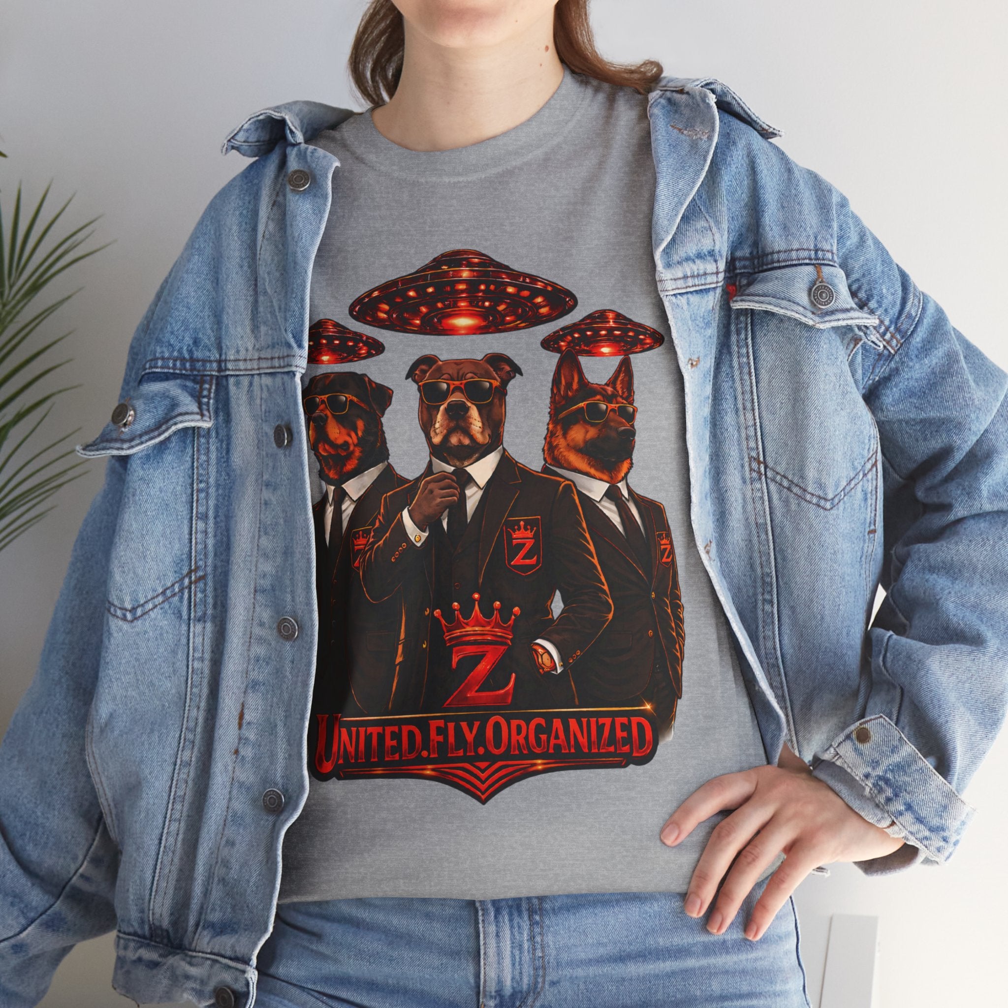 Adult "United. Fly. Organized." Graphic Tee (Red) Printify