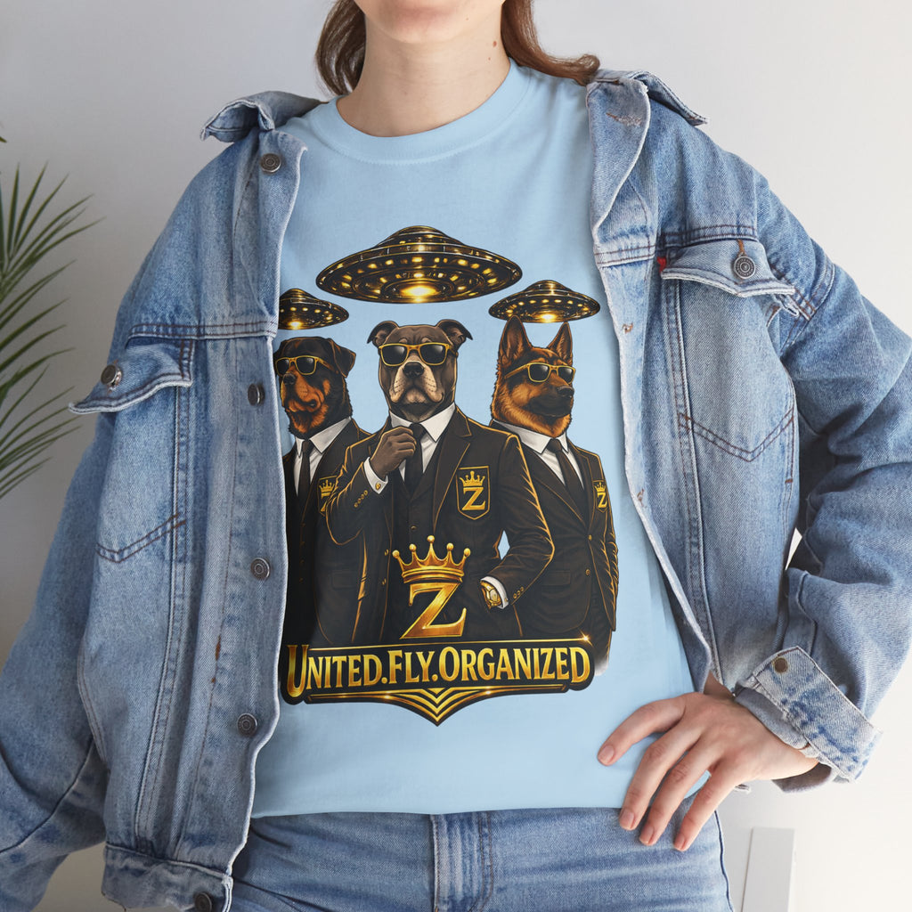 Adult "United. Fly. Organized." Graphic Tee (Gold) Printify