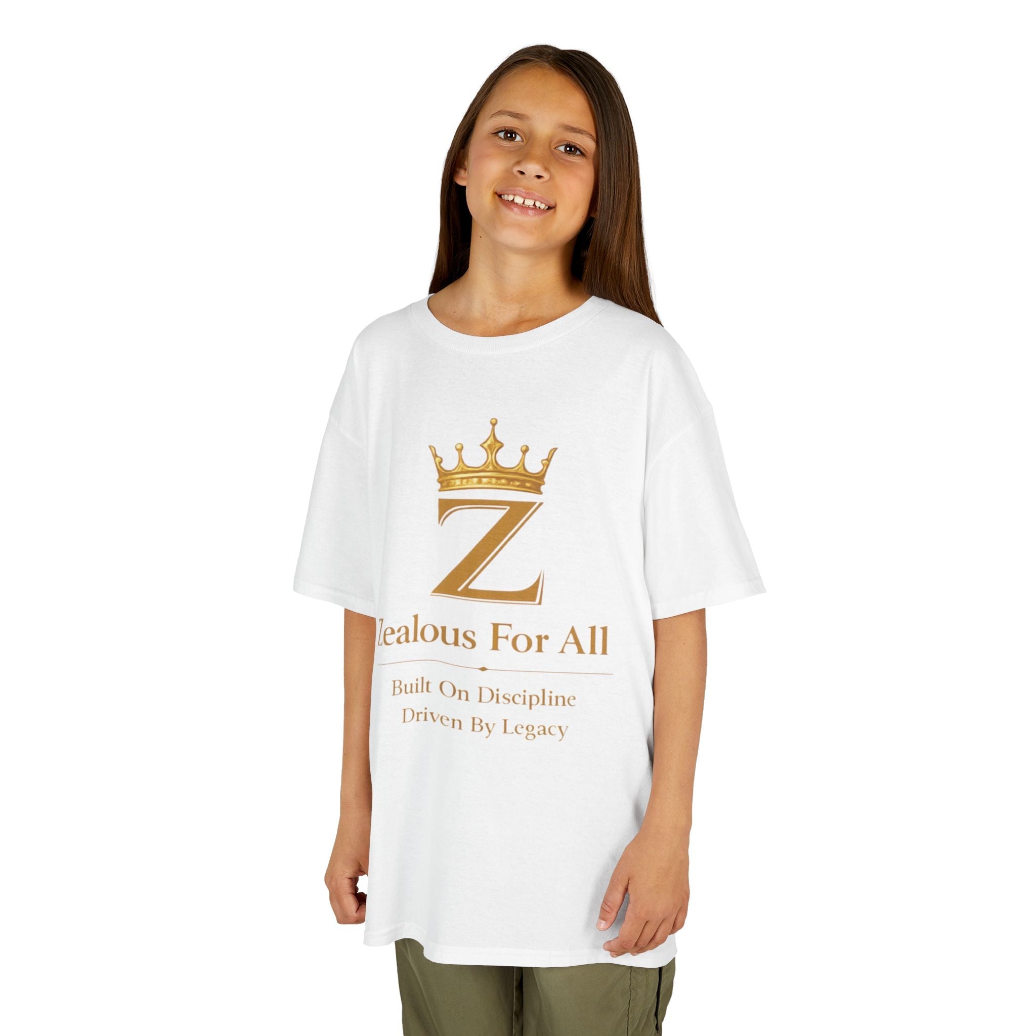 Kids Zealous For All T-Shirt Drop 01 — Gold Logo Kids Tee Printify