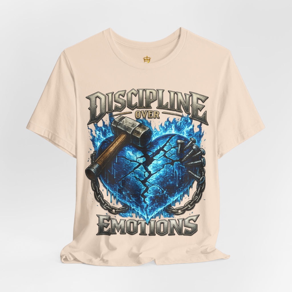Discipline Over Emotions Premium Graphic T-Shirt (Blue Heart) Printify
