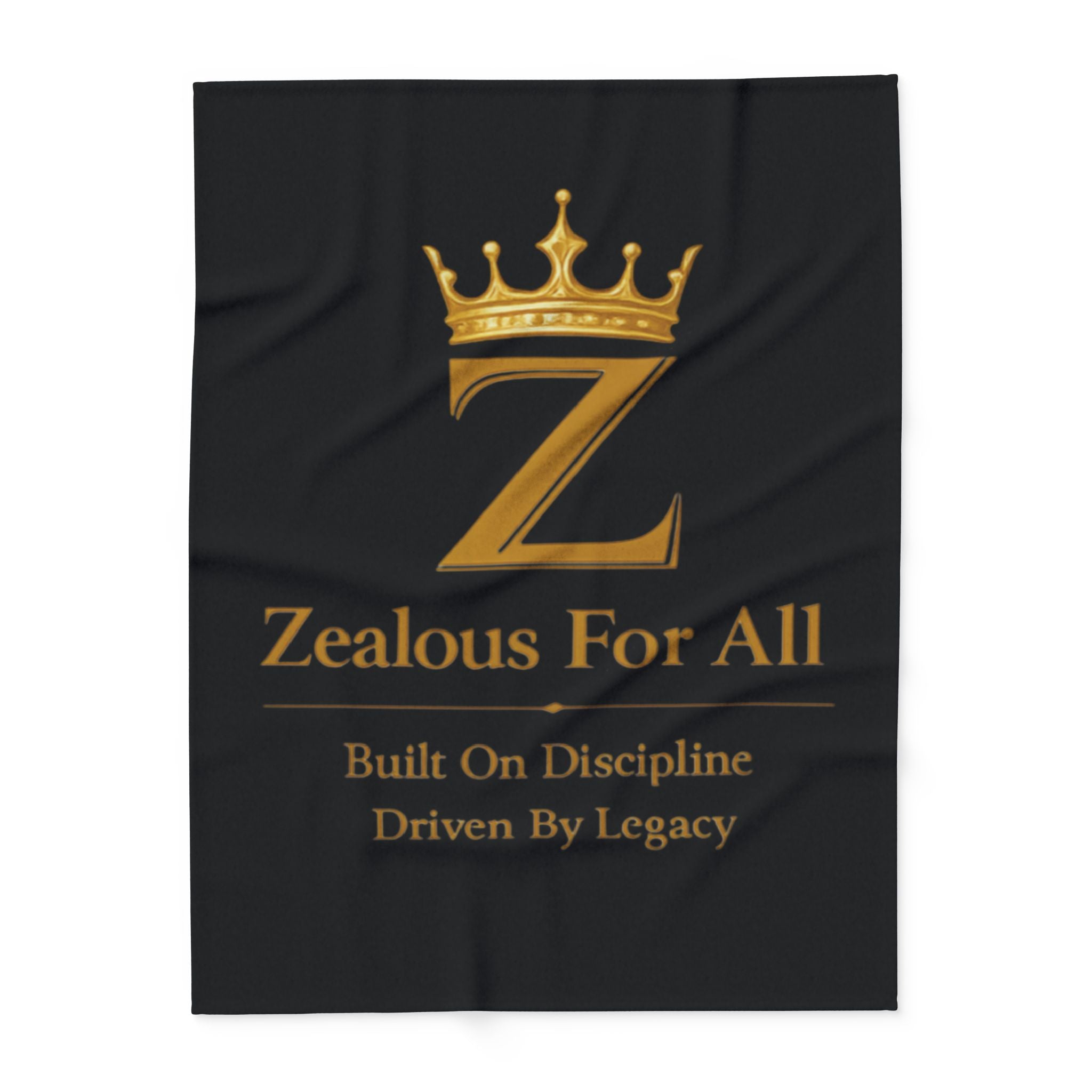 First Zealous For All Gold Crown Throw Drop 01 — Black Arctic Fleece Blanket Printify