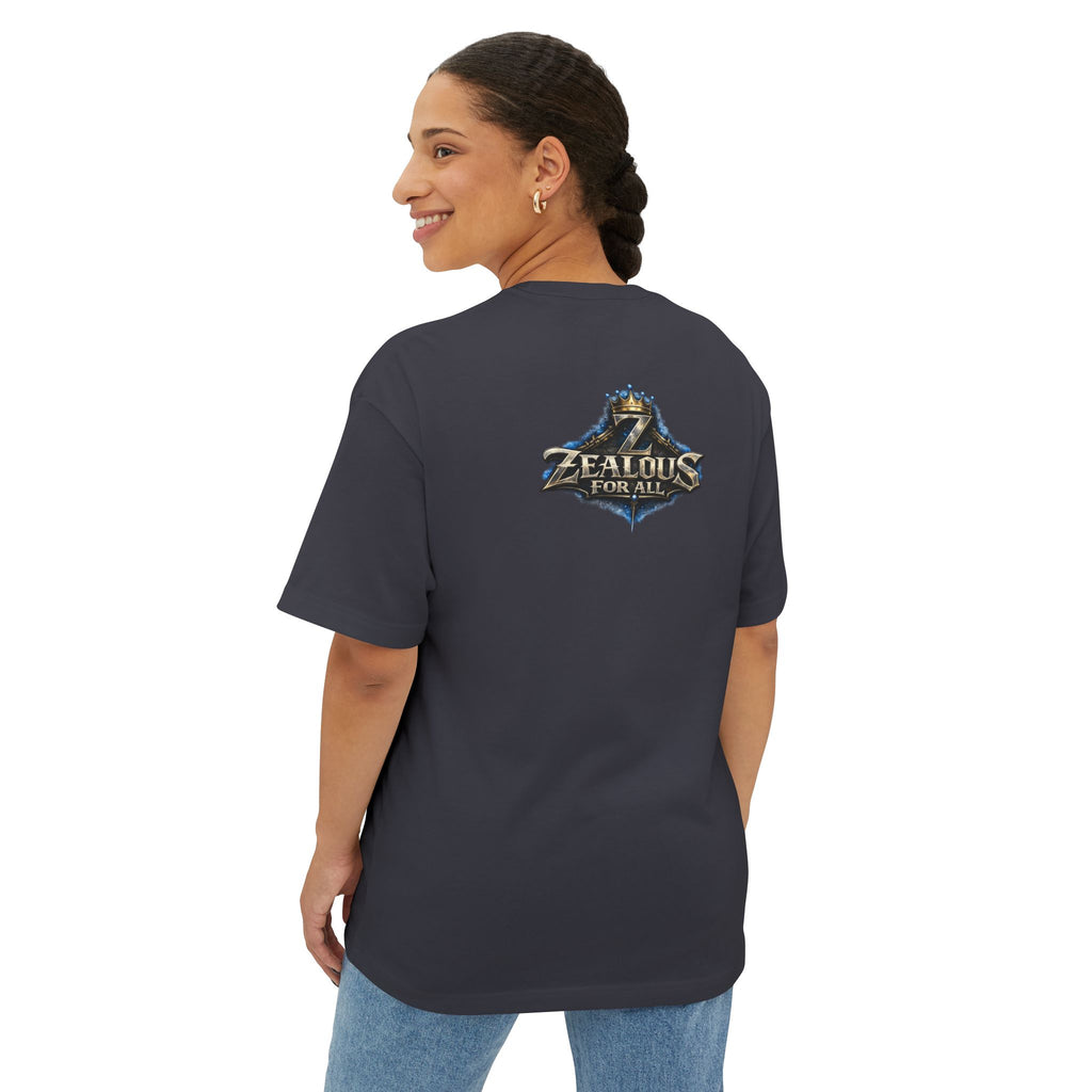 Adult *Oversized* Discipline Over Emotions Graphic T-Shirt (Blue Heart) - Zealous For All