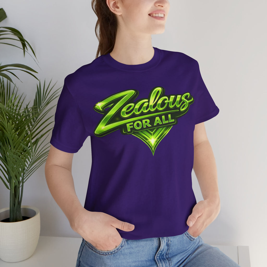 Zealous For All Graphic T-Shirt (Lime Green Logo) Printify