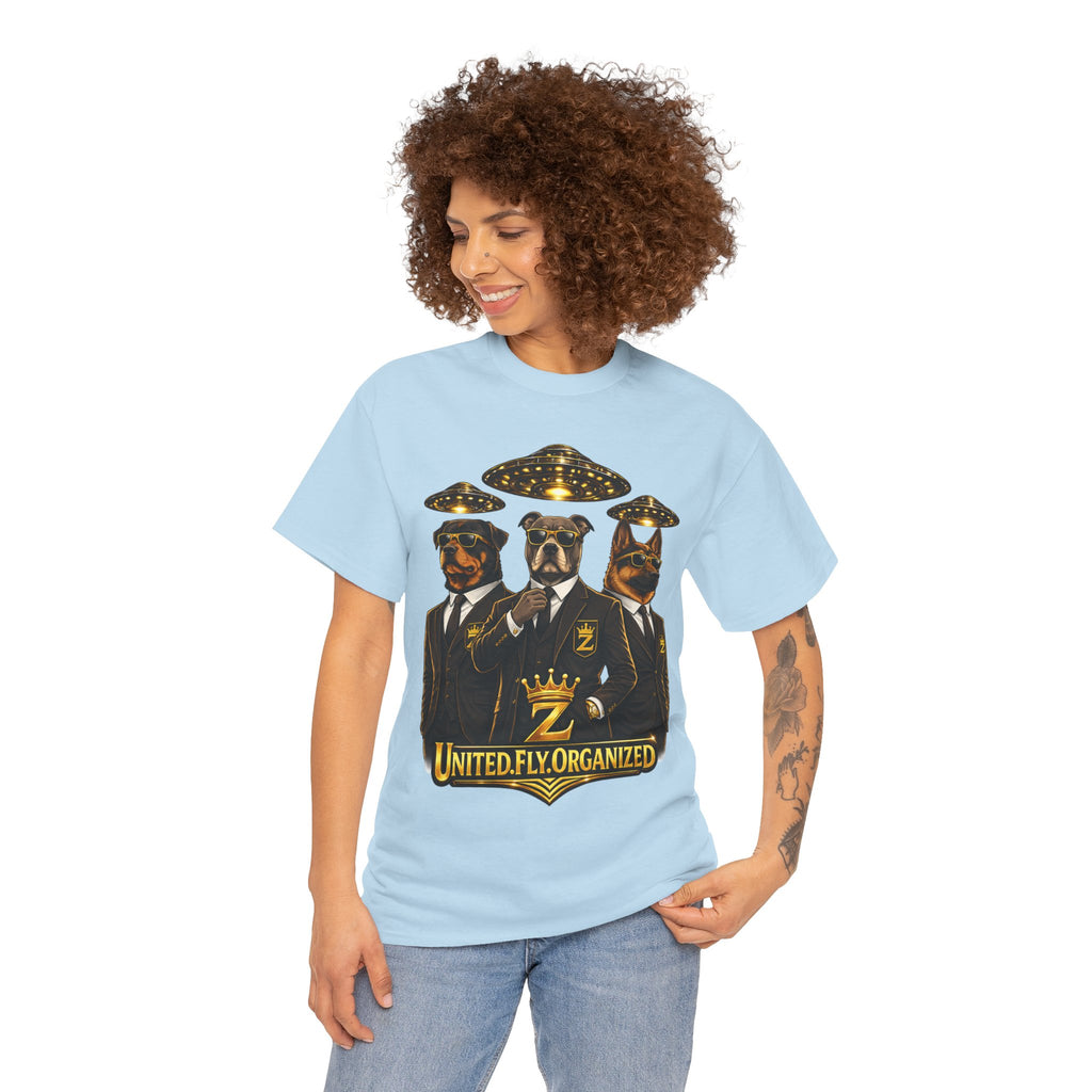 Adult "United. Fly. Organized." Graphic Tee (Gold) Printify