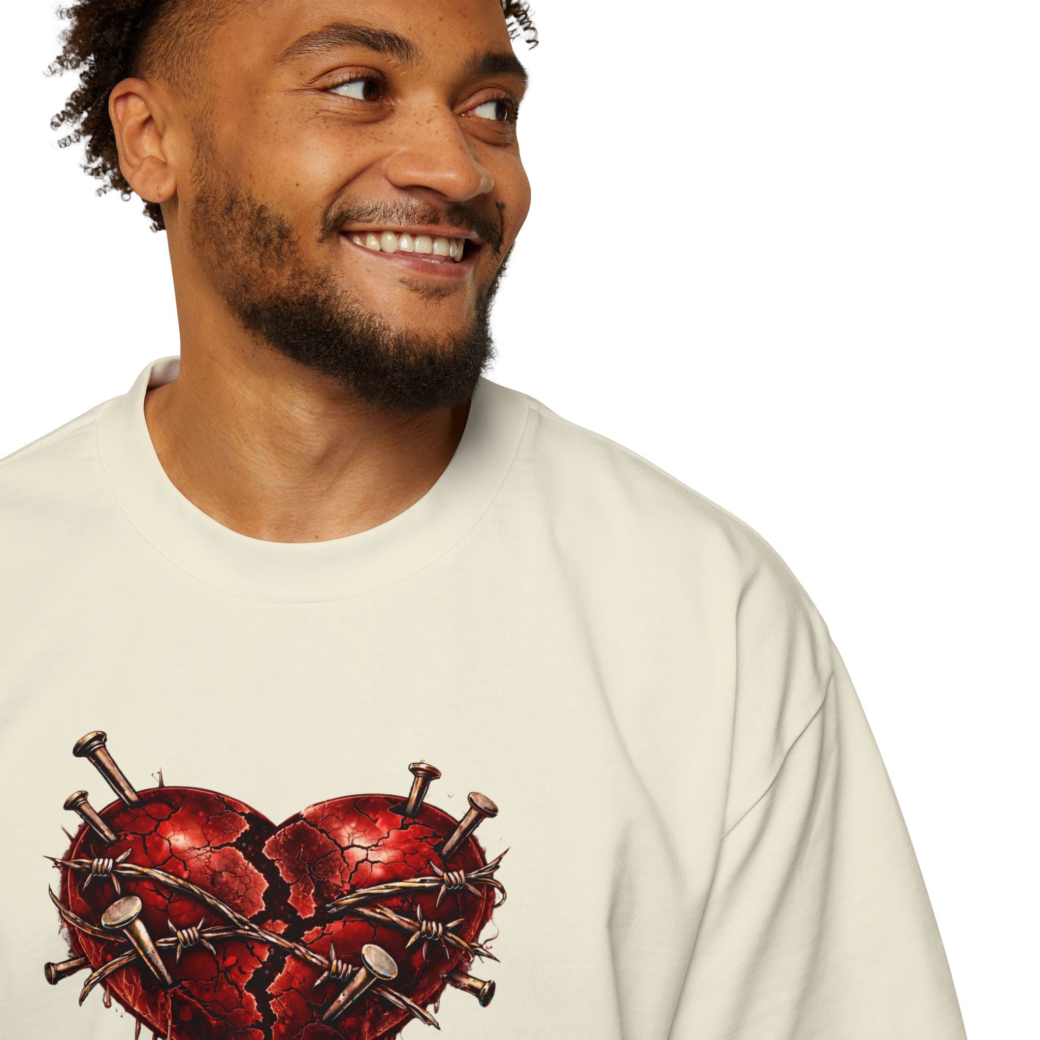 Oversized Discipline Over Emotions (Back) Graphic Tee (Red Heart) Printify