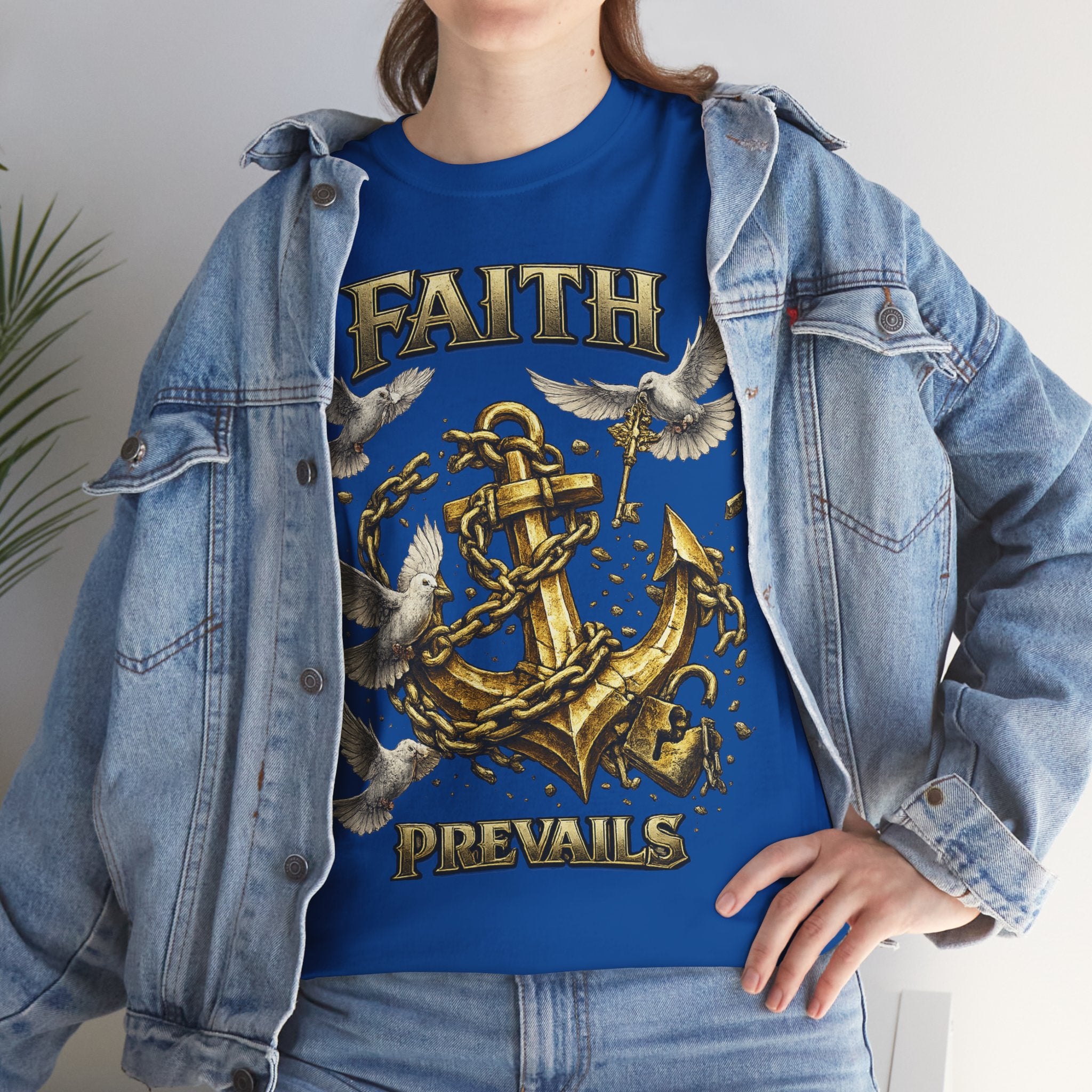 Adult Faith Prevails Anchor T-Shirt (Gold Anchor) Printify