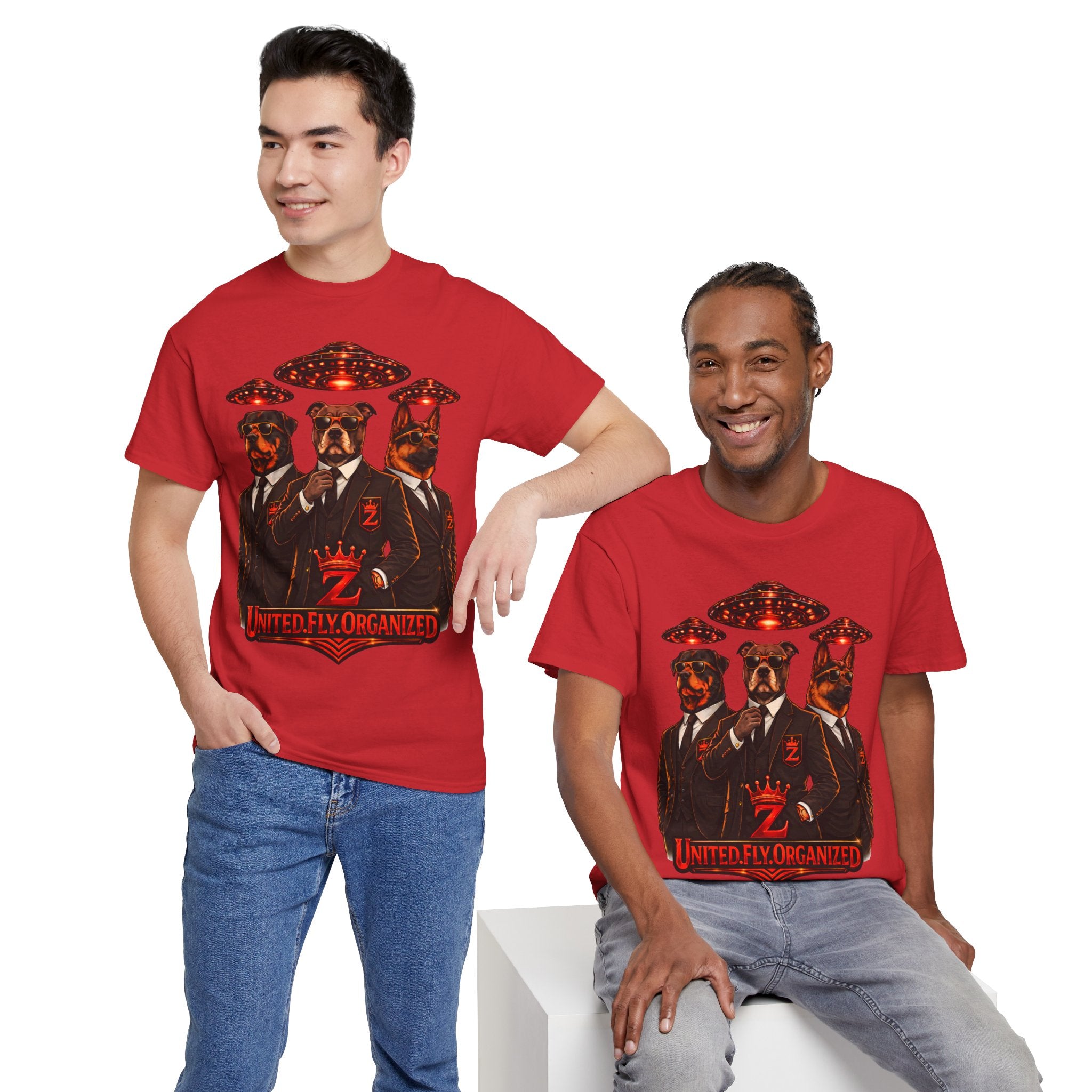Adult "United. Fly. Organized." Graphic Tee (Red) Printify