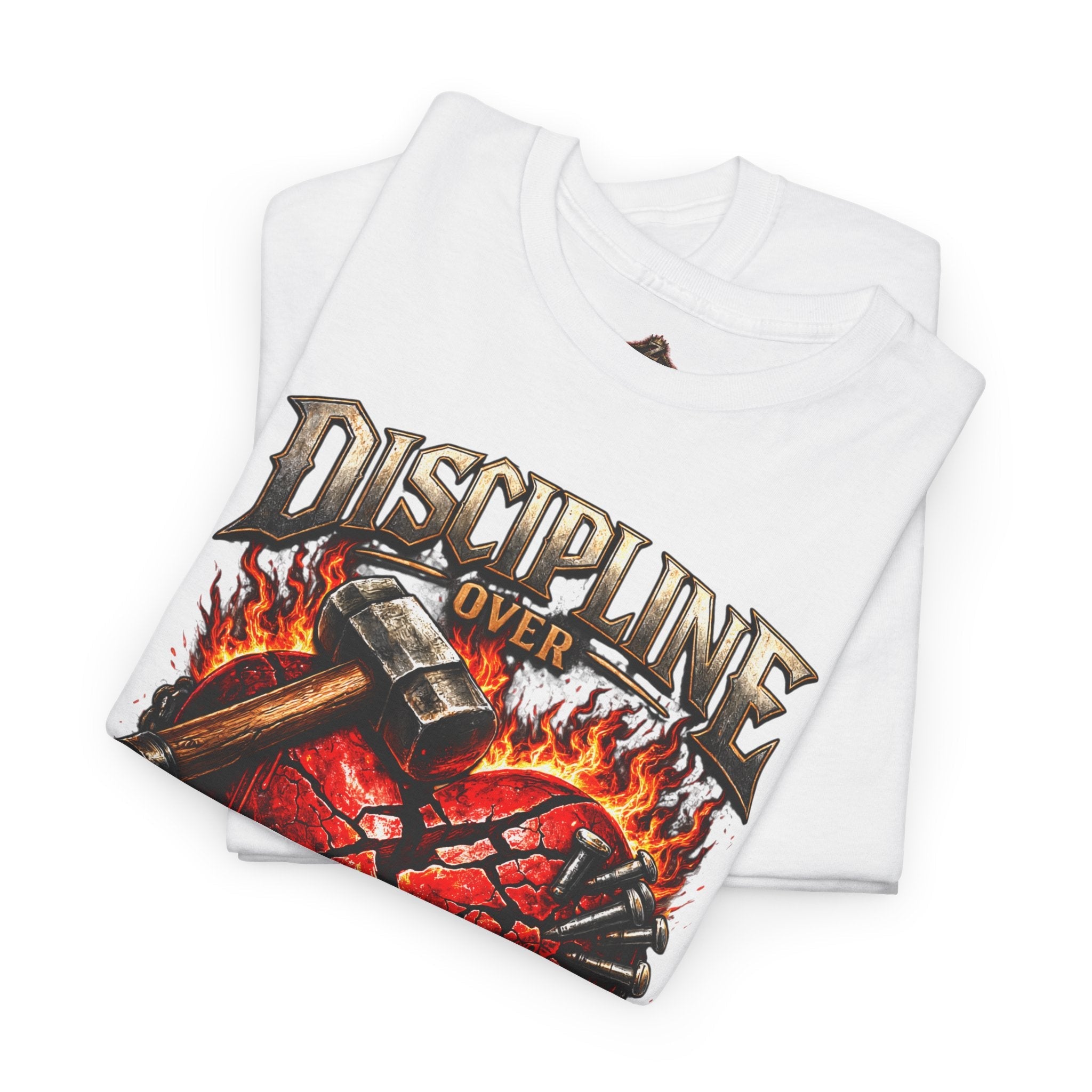 Discipline Over Emotions Graphic T-Shirt (Red Heart) Printify