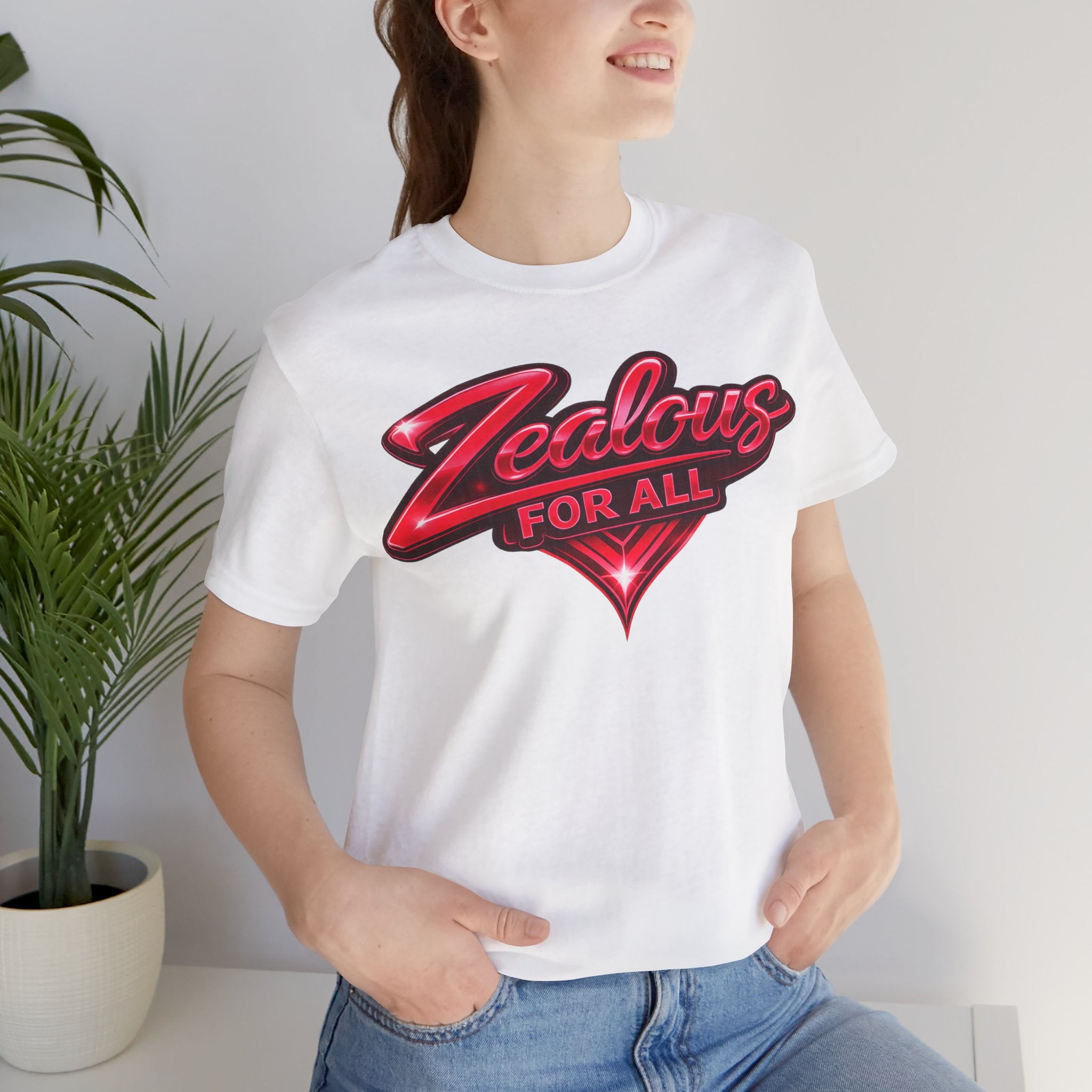 Zealous For All Graphic T-Shirt (Red Logo) Printify