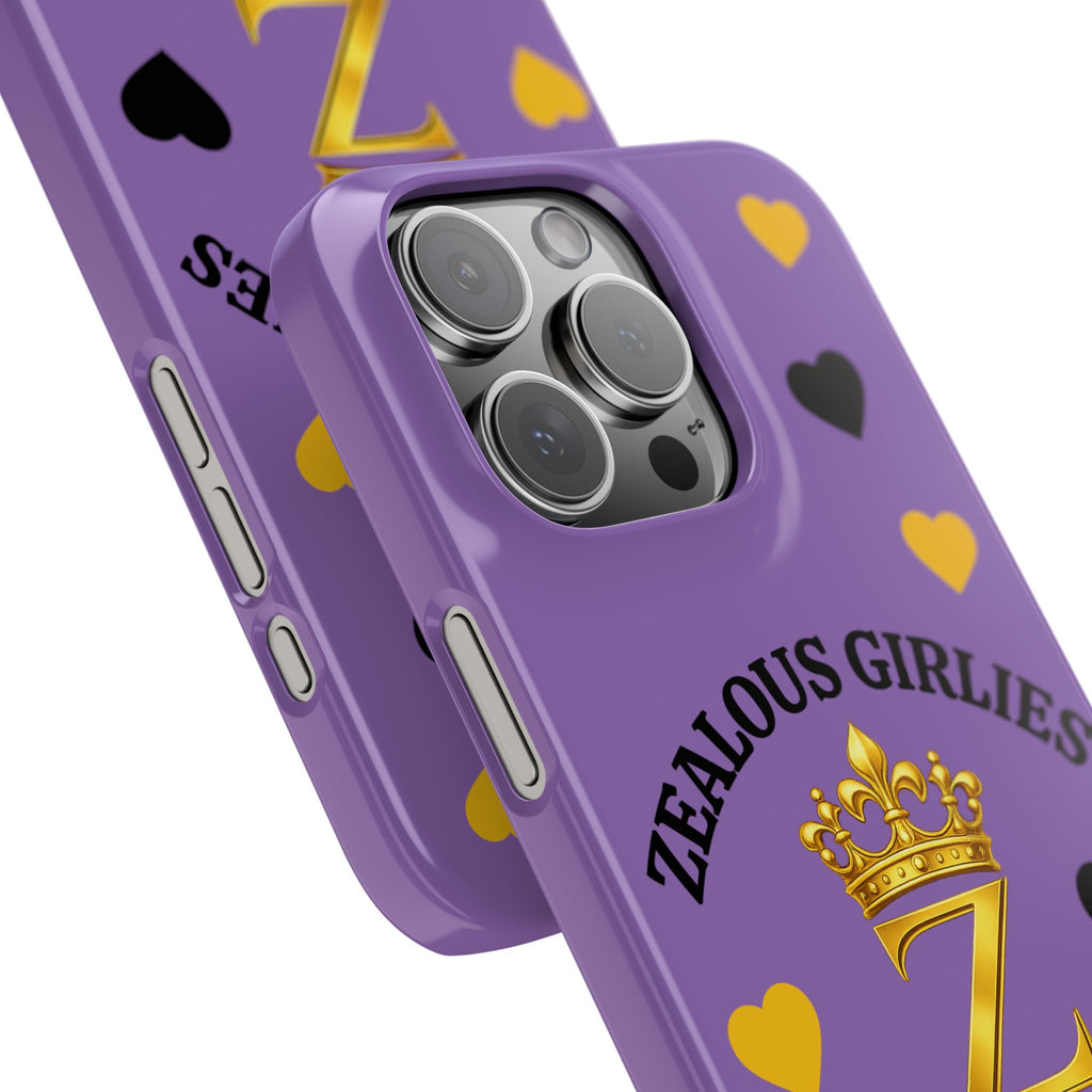 Zealous Girlies 'Z' Crown Slim Phone Case — Purple & Gold Heart Design Printify