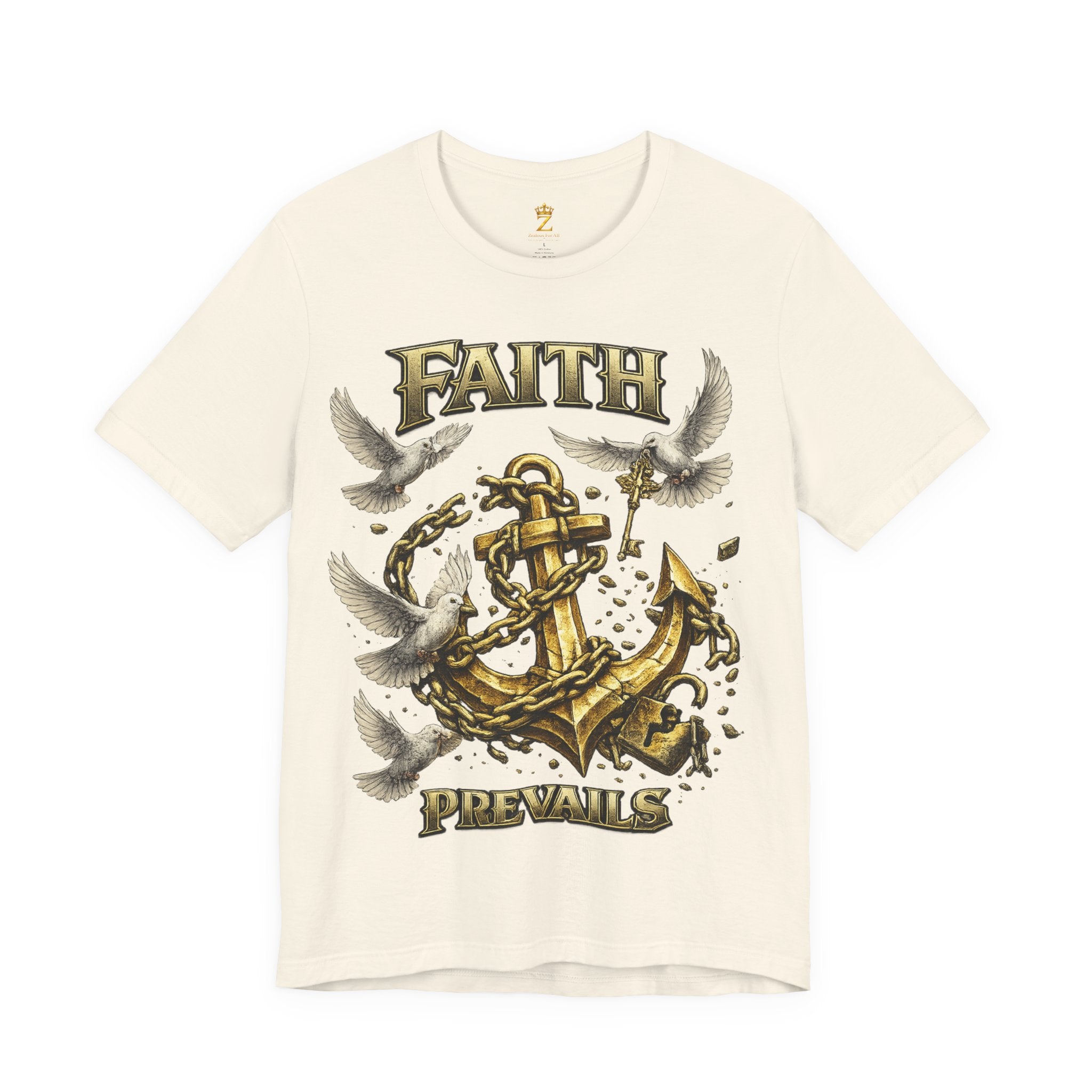 Faith Prevails T‑Shirt (Gold Anchor) Printify