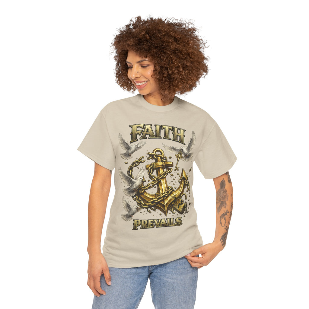 Adult Faith Prevails Anchor T-Shirt (Gold Anchor) Printify
