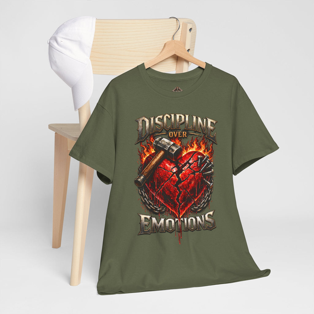 Discipline Over Emotions Graphic T-Shirt (Red Heart) Printify