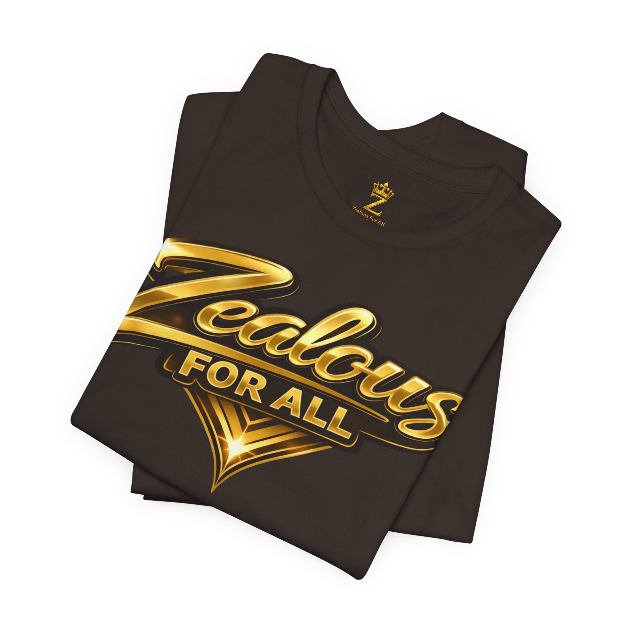 Zealous For All Graphic T-Shirt (Gold Logo) Printify