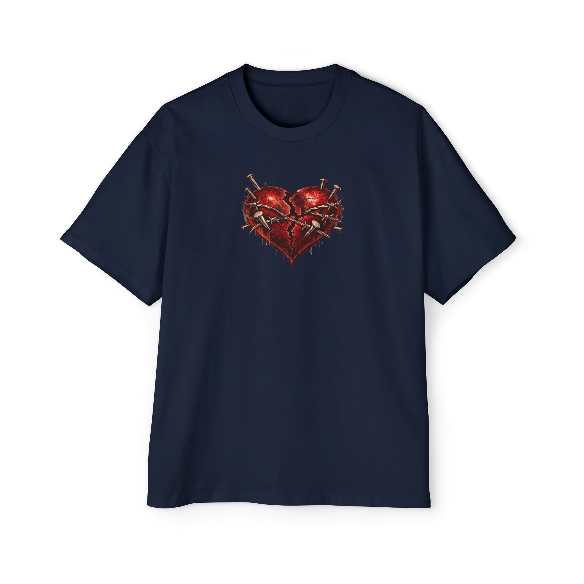 Oversized Discipline Over Emotions (Back) Graphic Tee (Red Heart) Printify