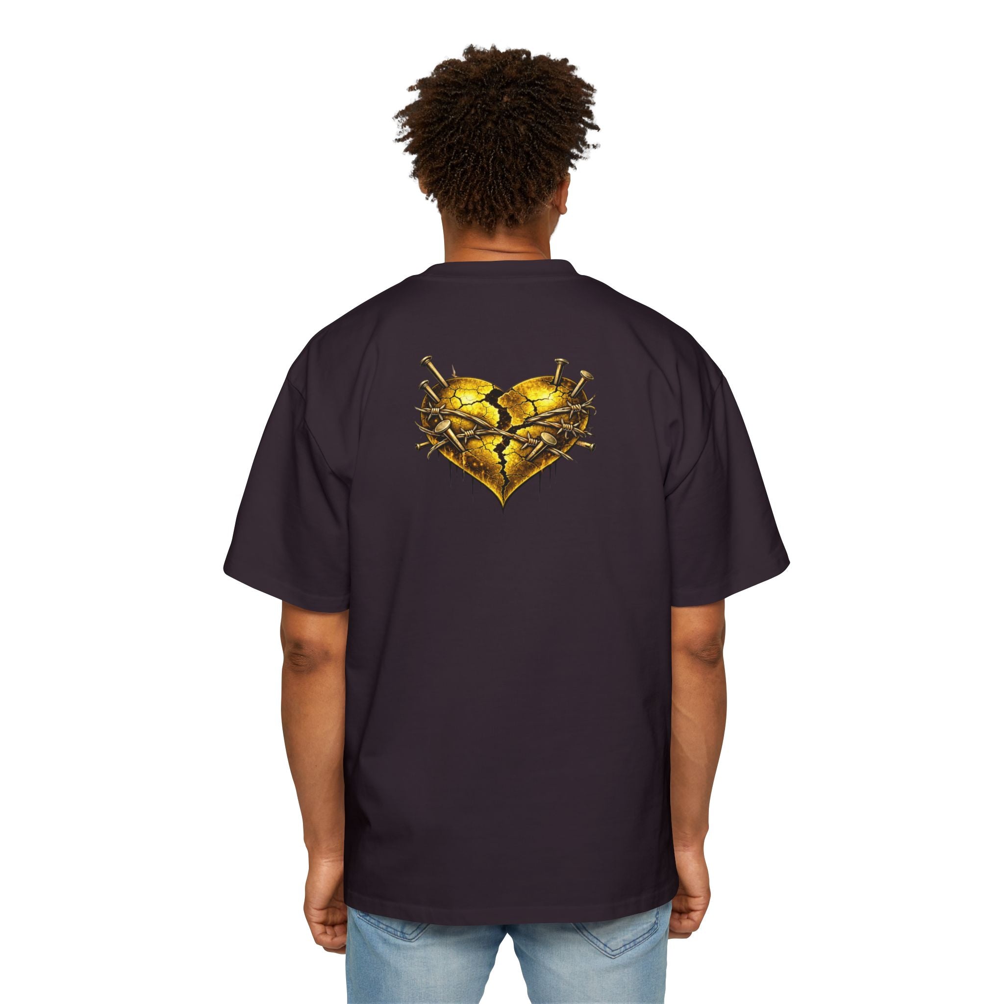 Oversized Discipline Over Emotions Graphic Tee (Gold Heart) Printify