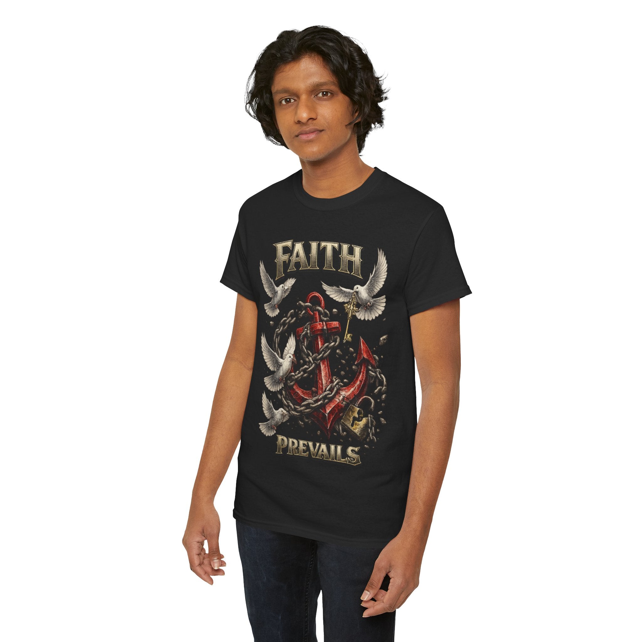Adult Faith Prevails T‑Shirt (Red Anchor) Printify