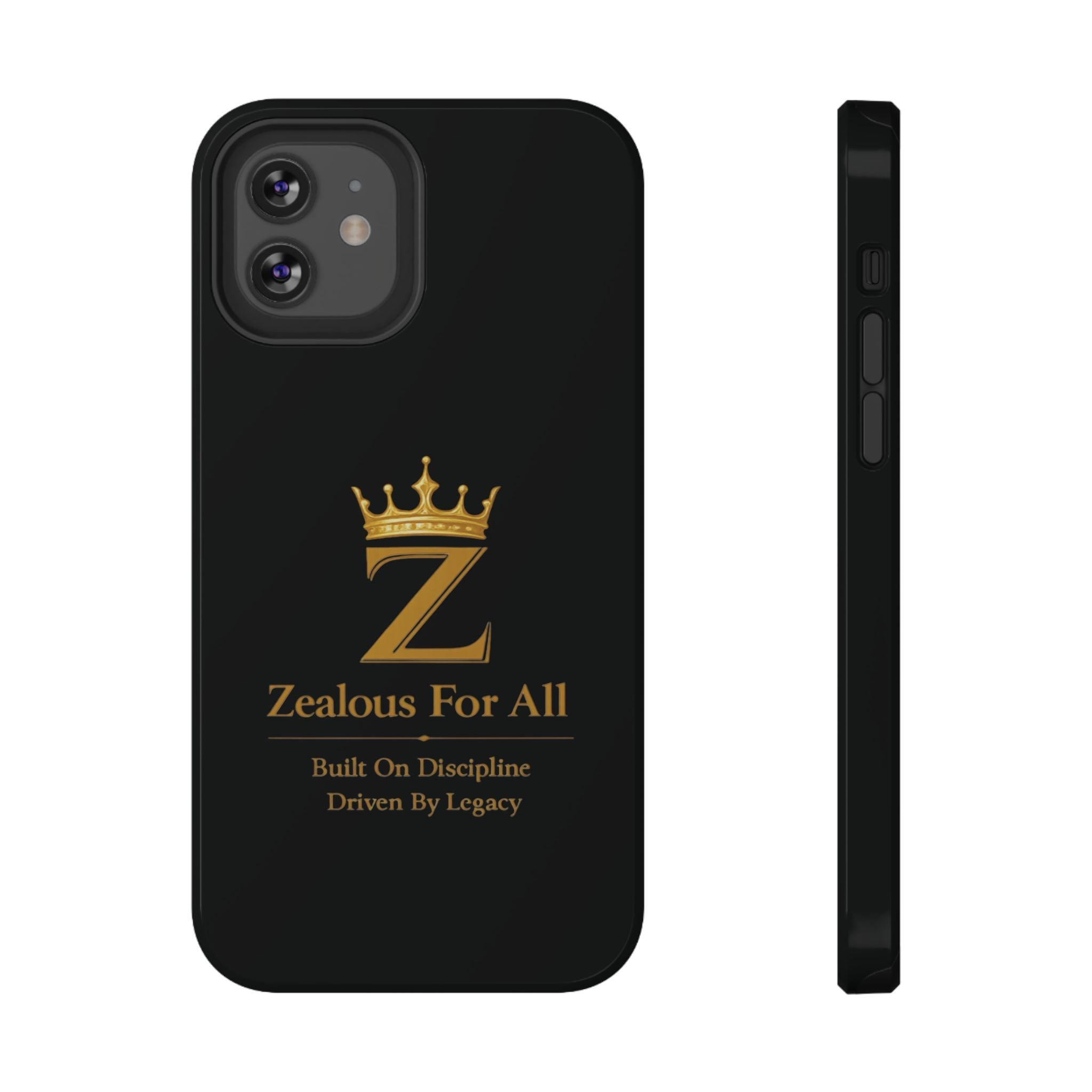 Phone Case — "Zealous For All" Gold Crown Impact-Resistant Case Printify