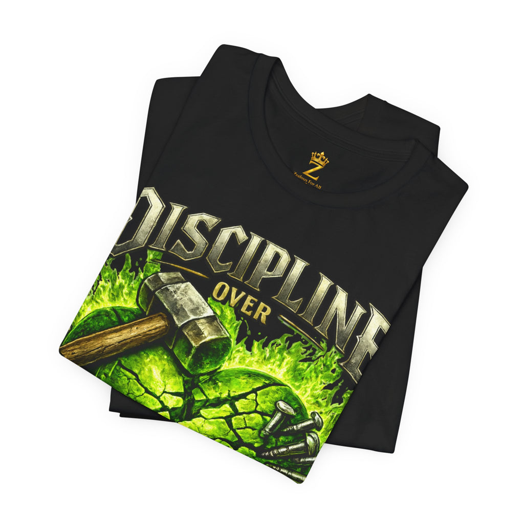 Discipline Over Emotions Premium Graphic T-Shirt (Lime Green Heart) Printify
