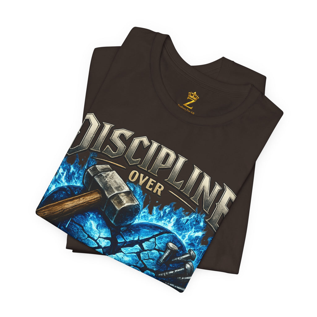 Discipline Over Emotions Premium Graphic T-Shirt (Blue Heart) Printify