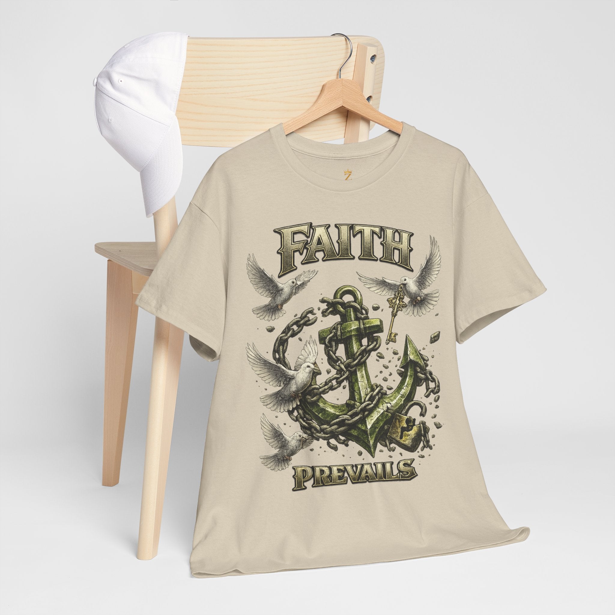 Adult Faith Prevails Anchor T-Shirt (Green Anchor) Printify