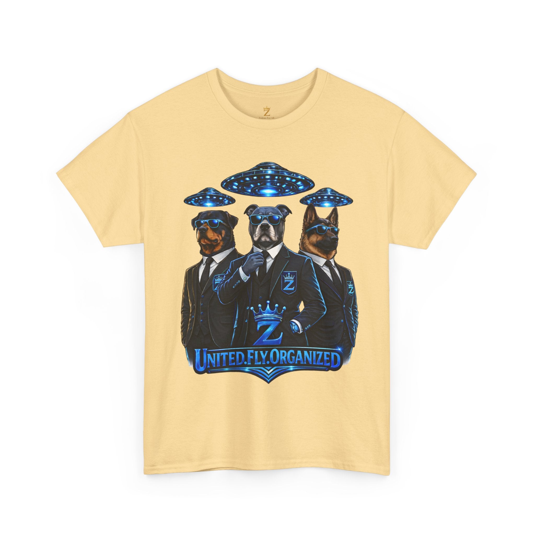 Adult "United. Fly. Organized." Graphic Tee (Blue) Printify