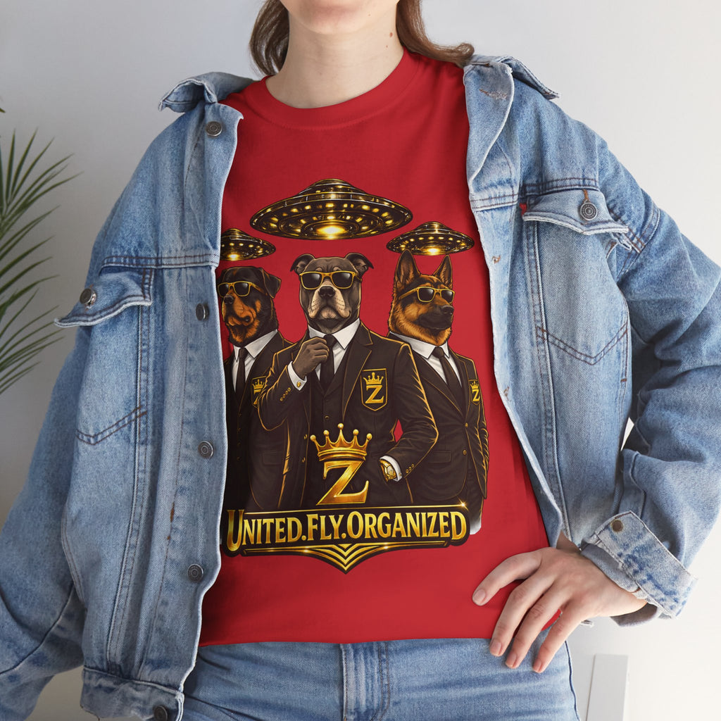 Adult "United. Fly. Organized." Graphic Tee (Gold) Printify
