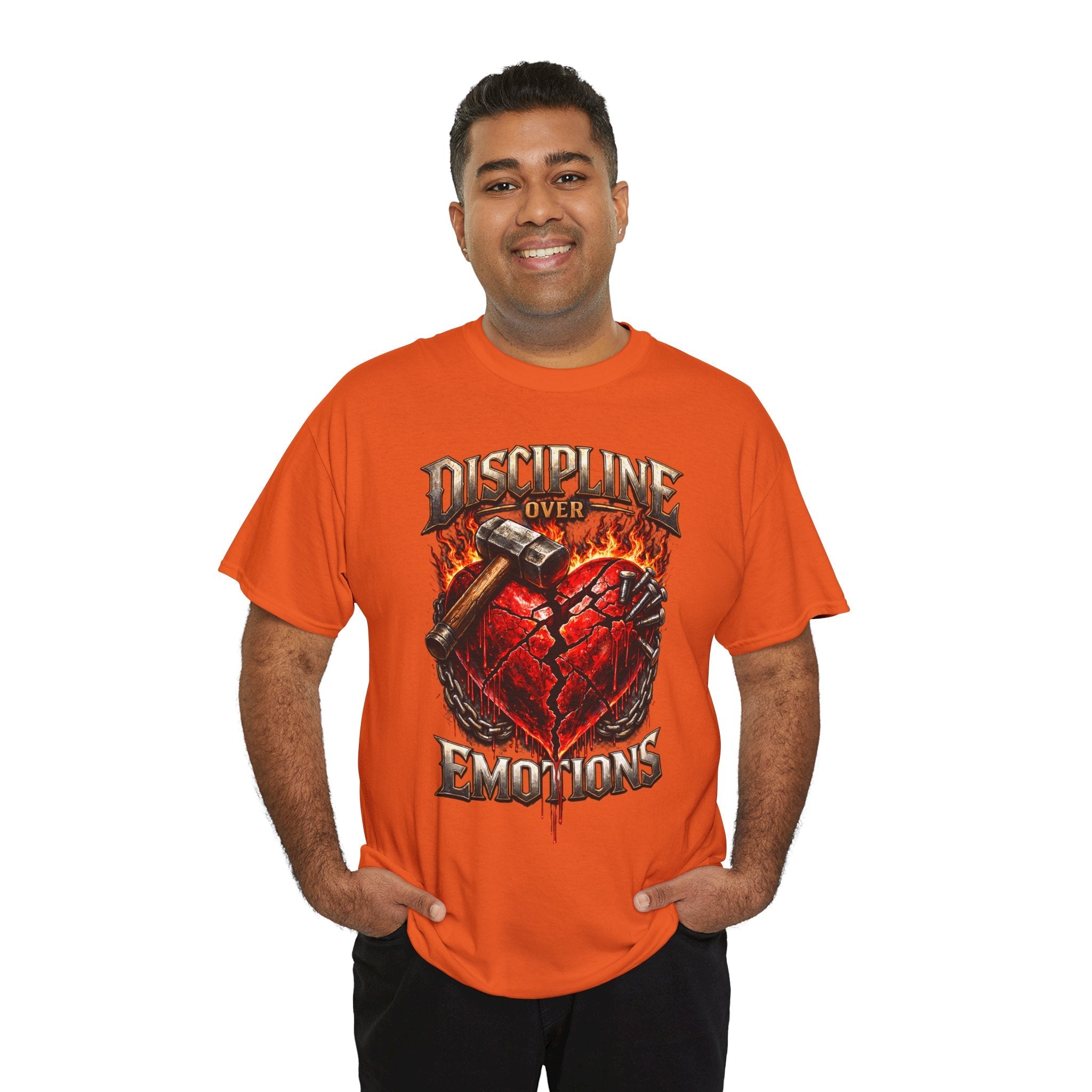 Discipline Over Emotions Graphic T-Shirt (Red Heart) Printify