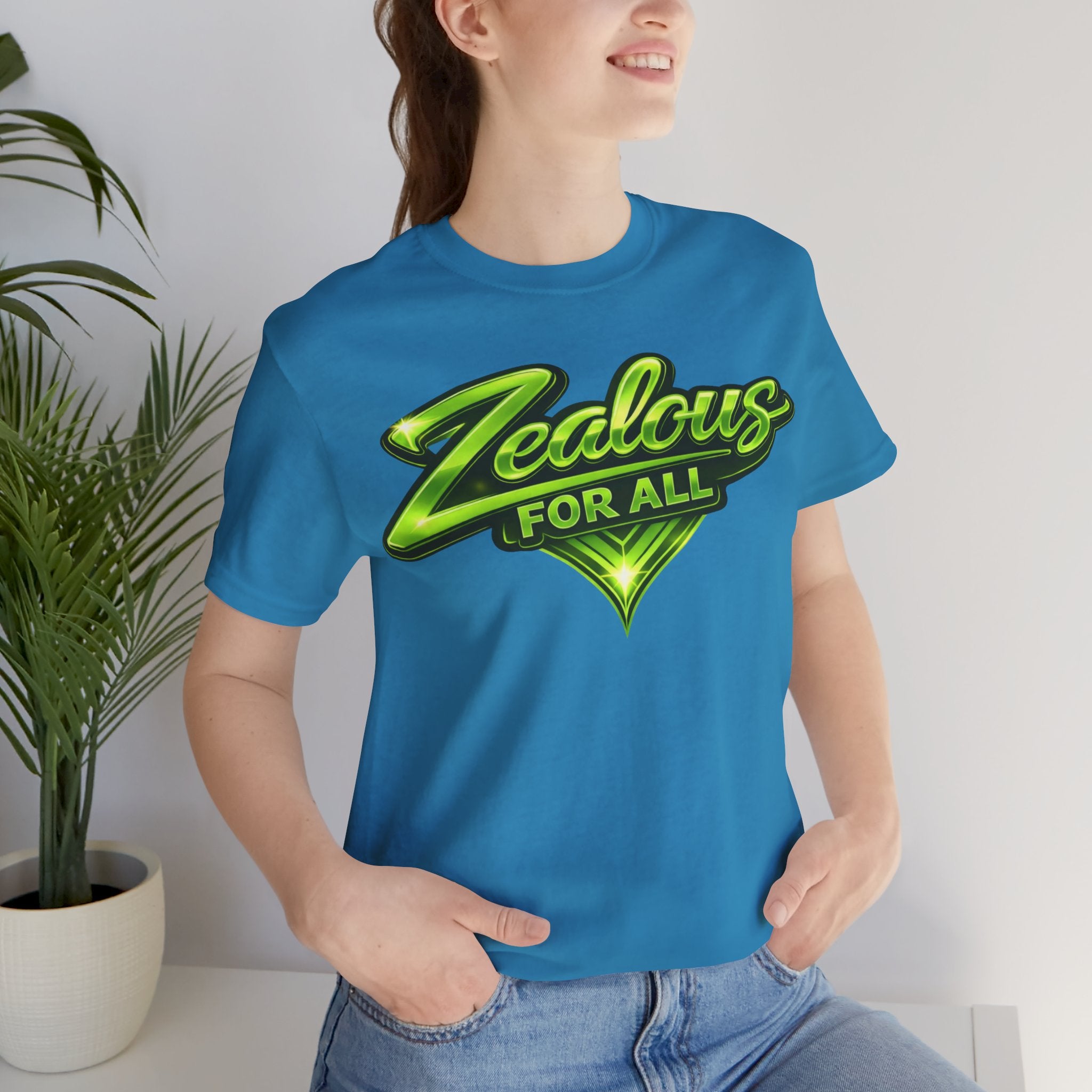 Zealous For All Graphic T-Shirt (Lime Green Logo) Printify