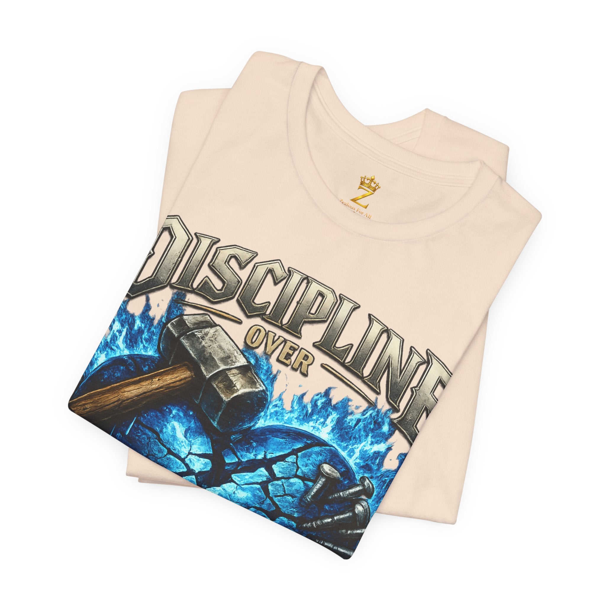 Discipline Over Emotions Premium Graphic T-Shirt (Blue Heart) Printify