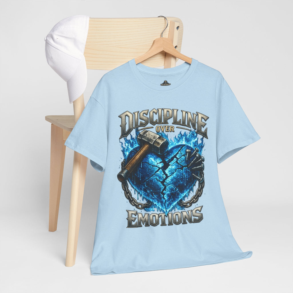 Discipline Over Emotions Graphic T-Shirt (Blue Heart) Printify