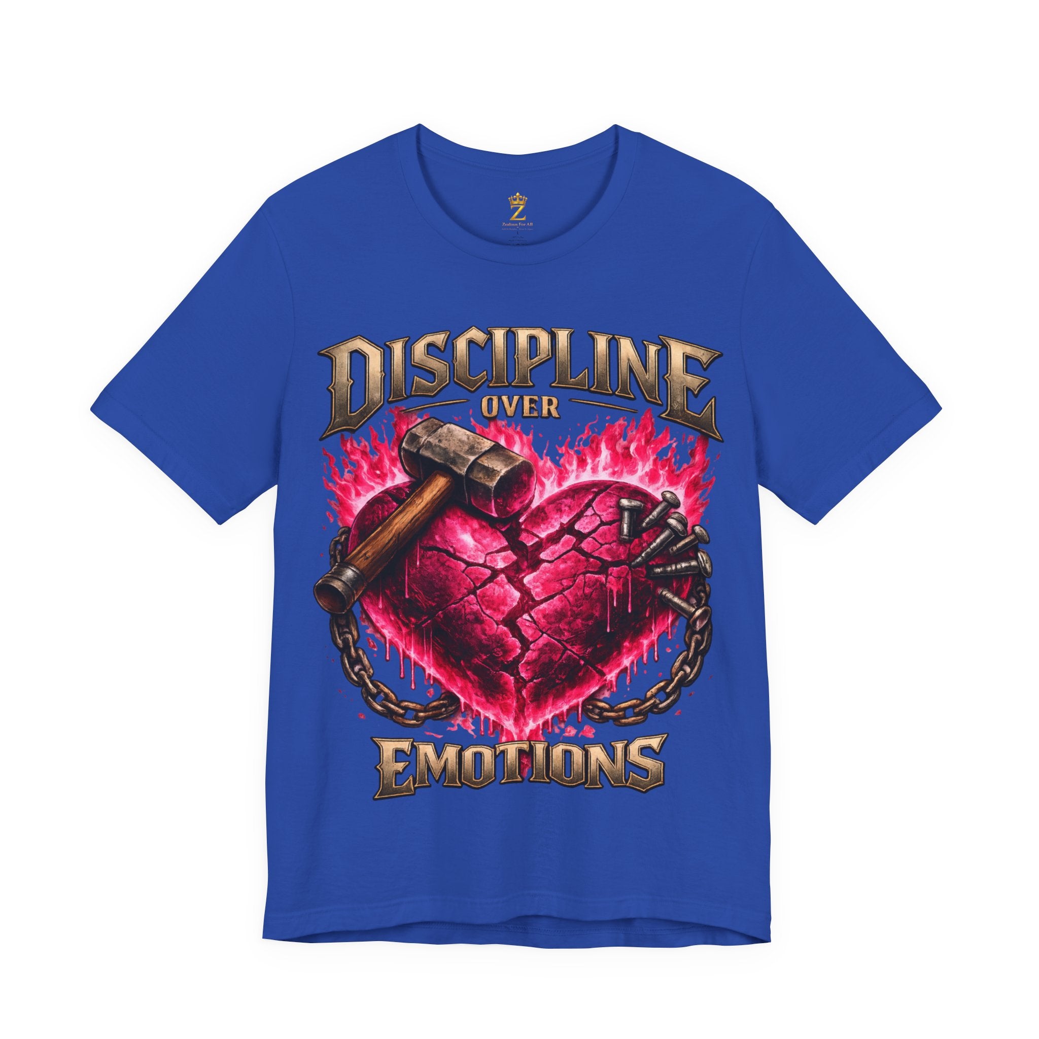 Discipline Over Emotions Premium Graphic T-Shirt (Hot Pink Heart) Printify
