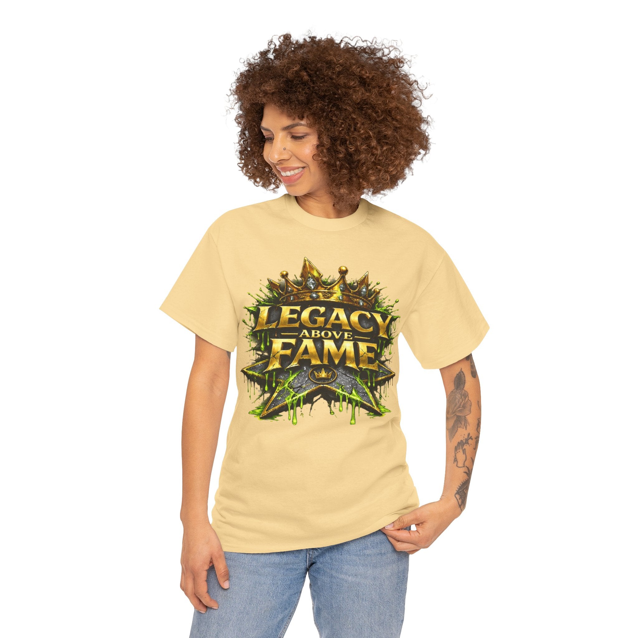 Adult Legacy Above Fame Graphic T-Shirt (Lime Green Drip) - Zealous For All
